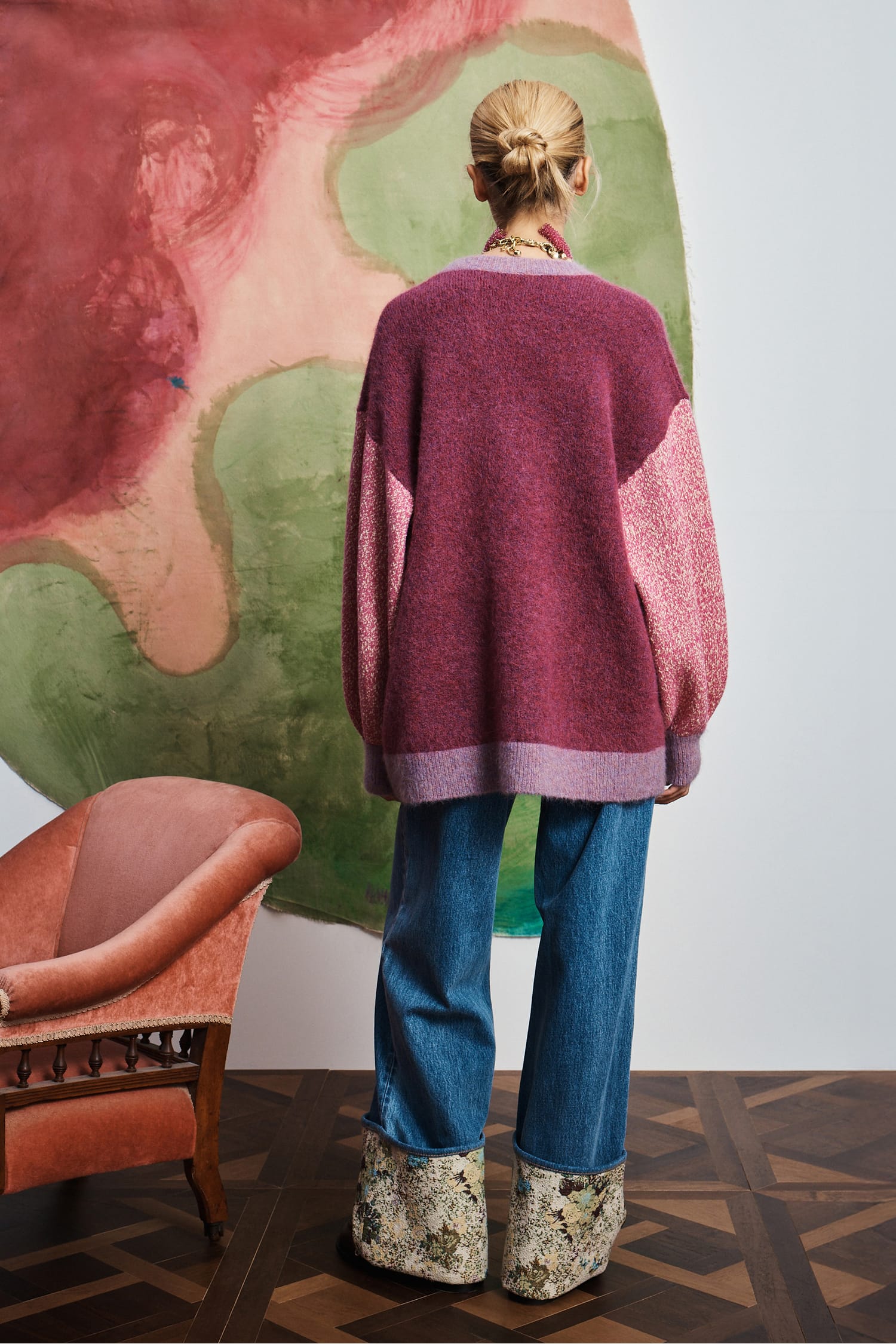 Alemäis Mlak cardigan maille mohair alpaga brodé