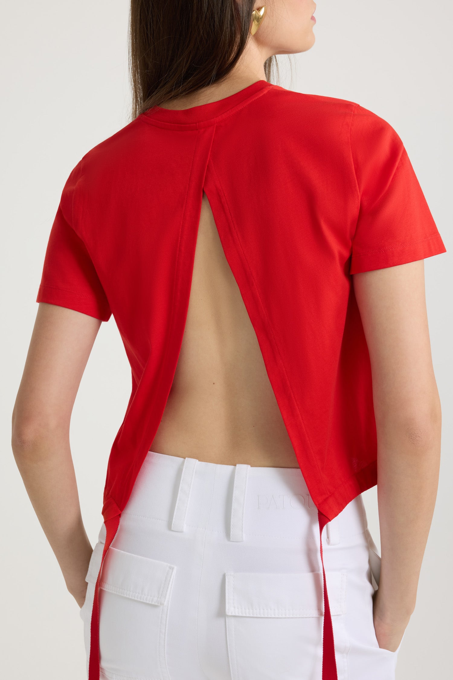 Patou JE150 t-shirt Lipstick Red coton bio dos ouvert
