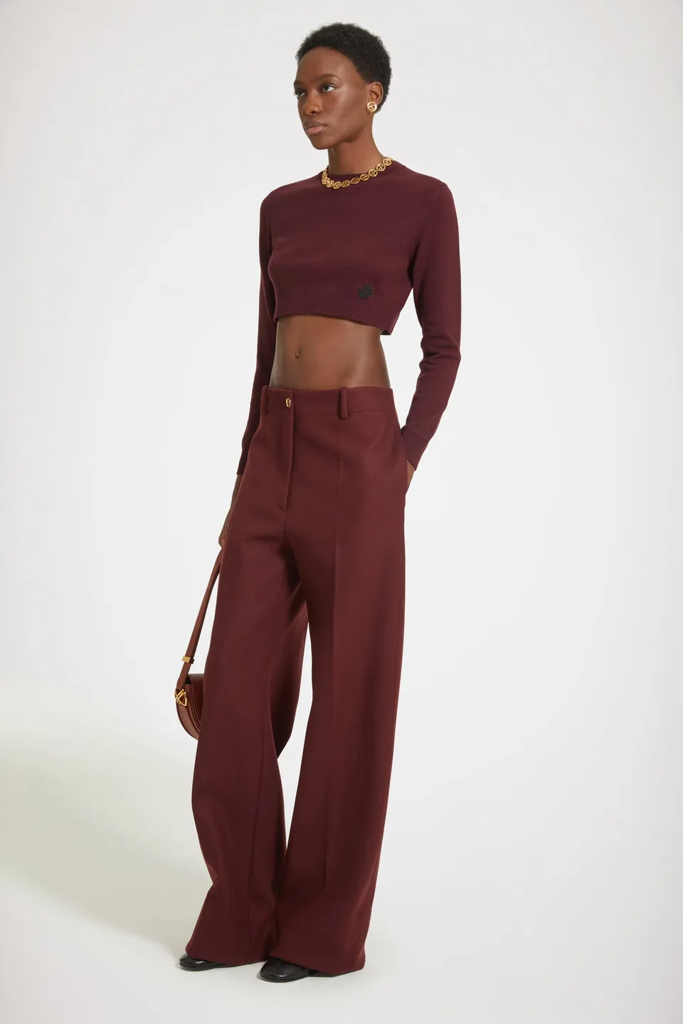Patou Iconic TR034 pantalon laine Ruby Wine