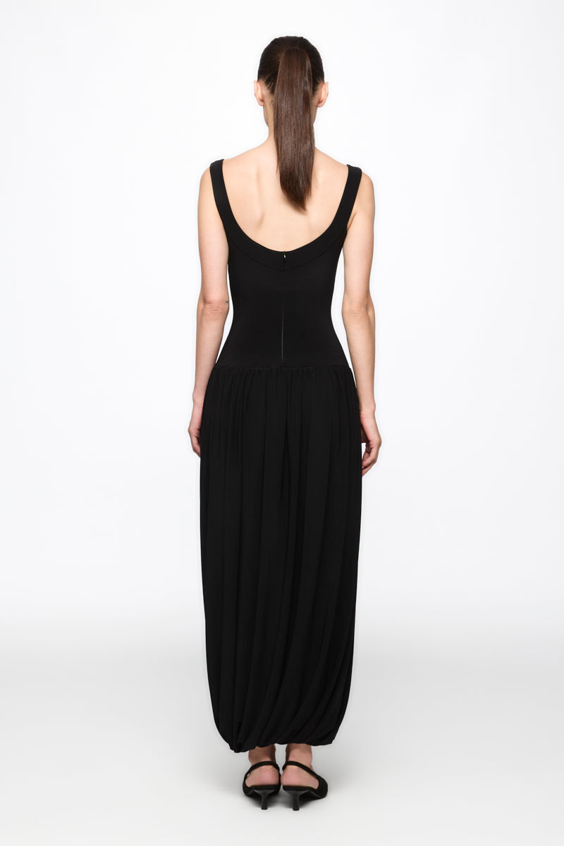 ATU Body Couture robe corset midi noire drapée jersey