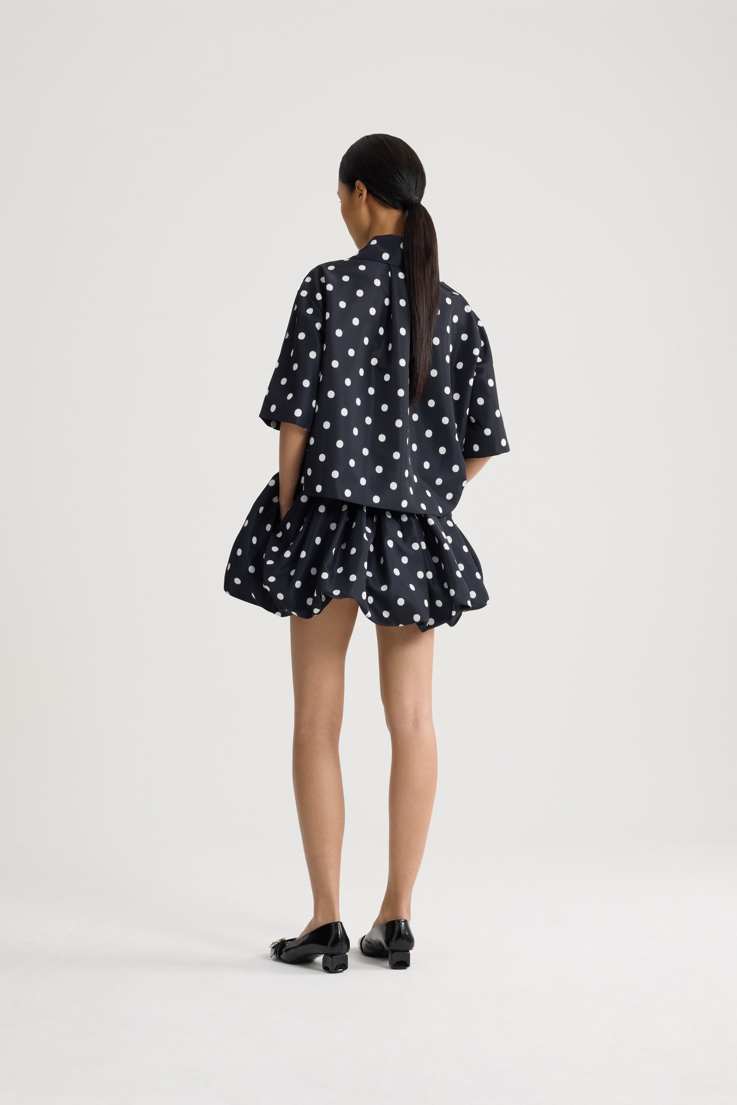 Patou P26BL05902455963 blouse pois bleue faille