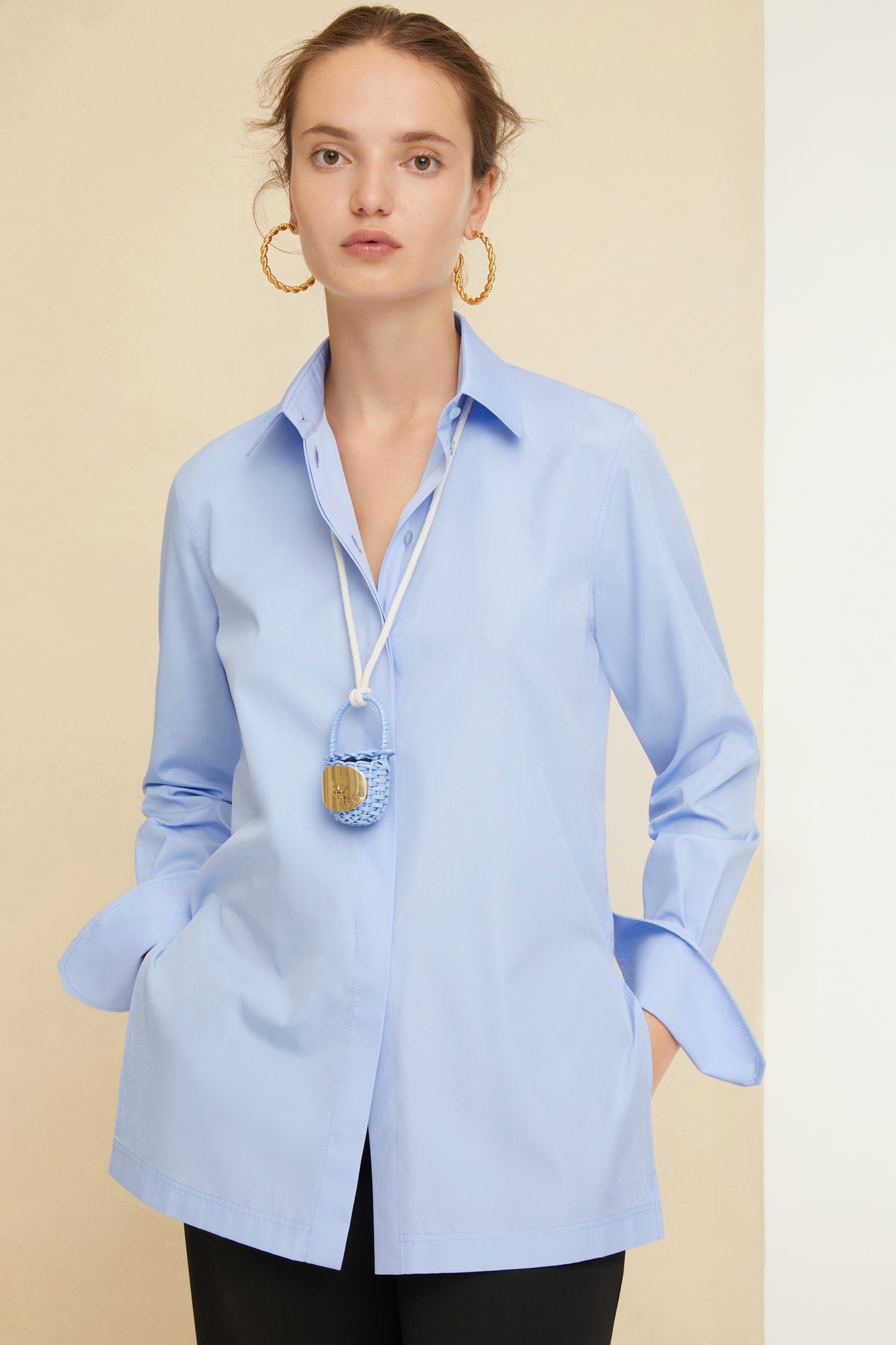 Patou AC023 collier sac seau osier bleu Aurora TU