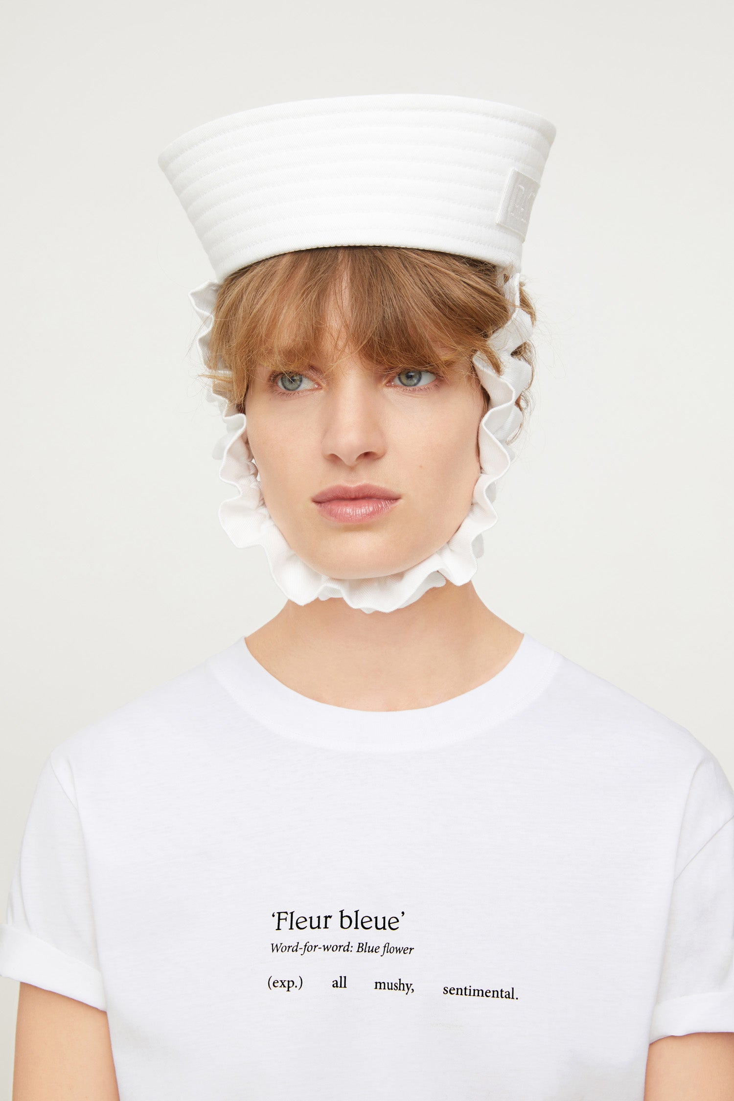 Patou chapeau marin AC009 coton blanc volant TU
