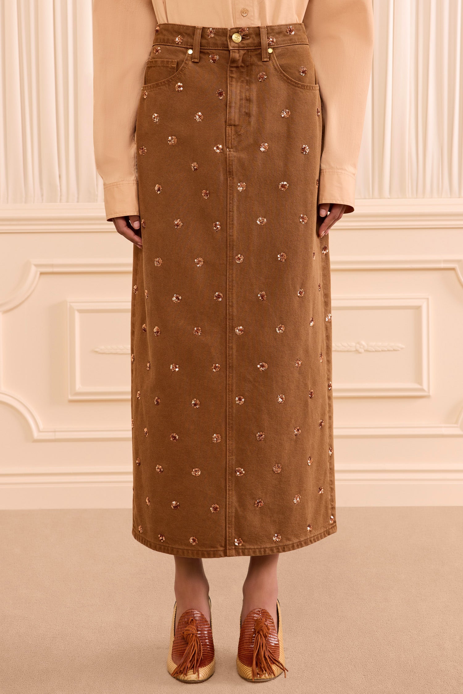 Ulla Johnson Verona UJ9903037 jupe denim brodée