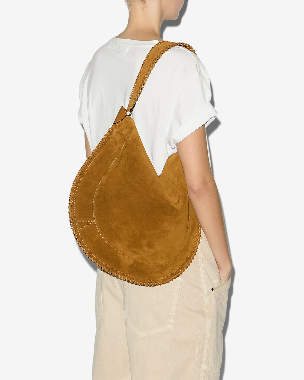 Isabel Marant Oskan Hobo Soft sac velours cognac
