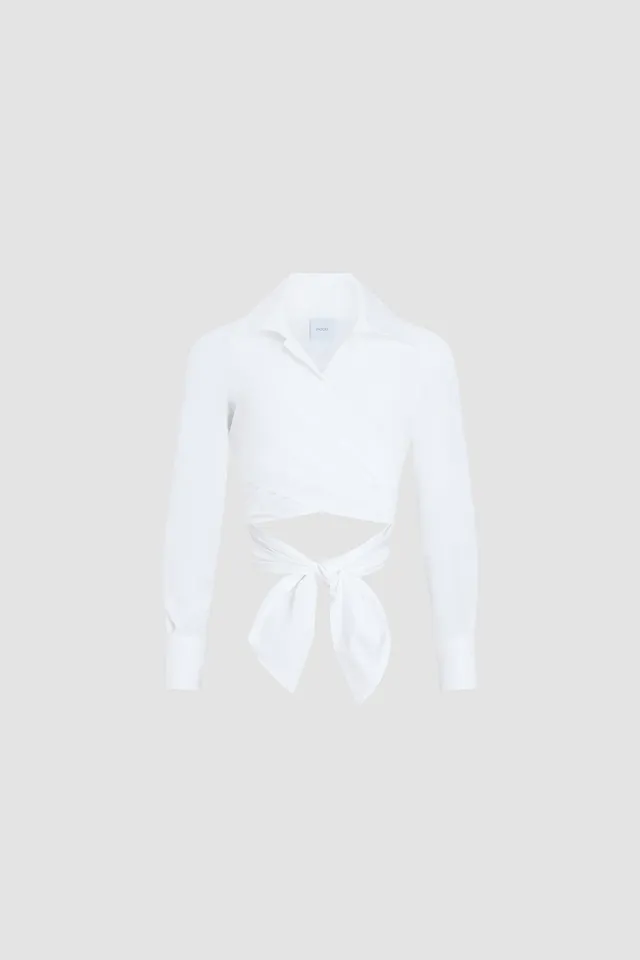 Patou TO168 Top coton bio blanc manches longues col V