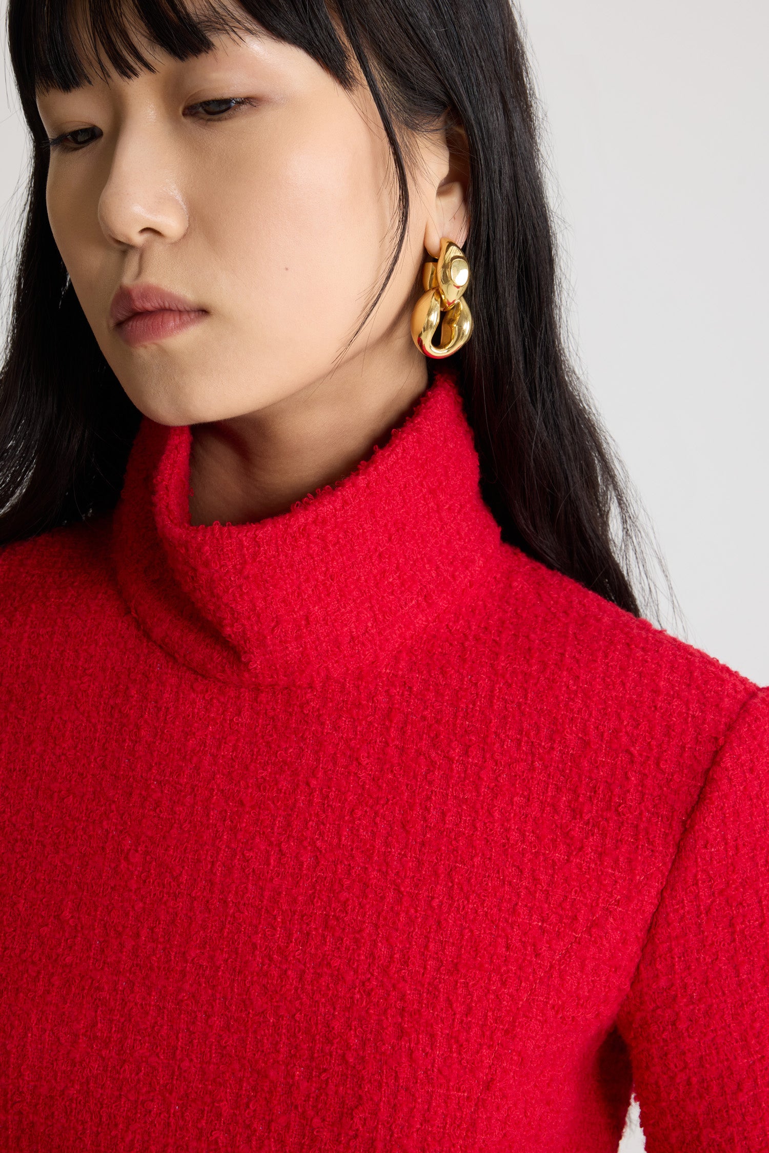 Patou DR204 robe tweed laine rouge écarlate