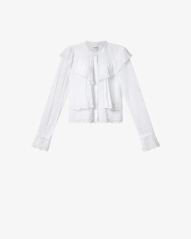 Isabel Marant Kelmon blouse broderie anglaise blanc volants