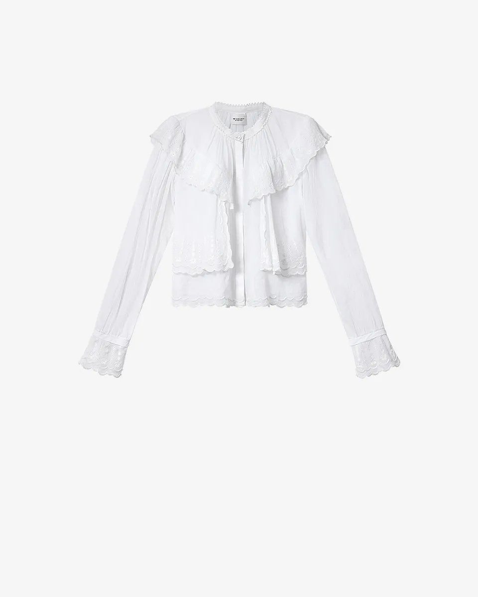 Isabel Marant Kelmon blouse broderie anglaise blanc volants