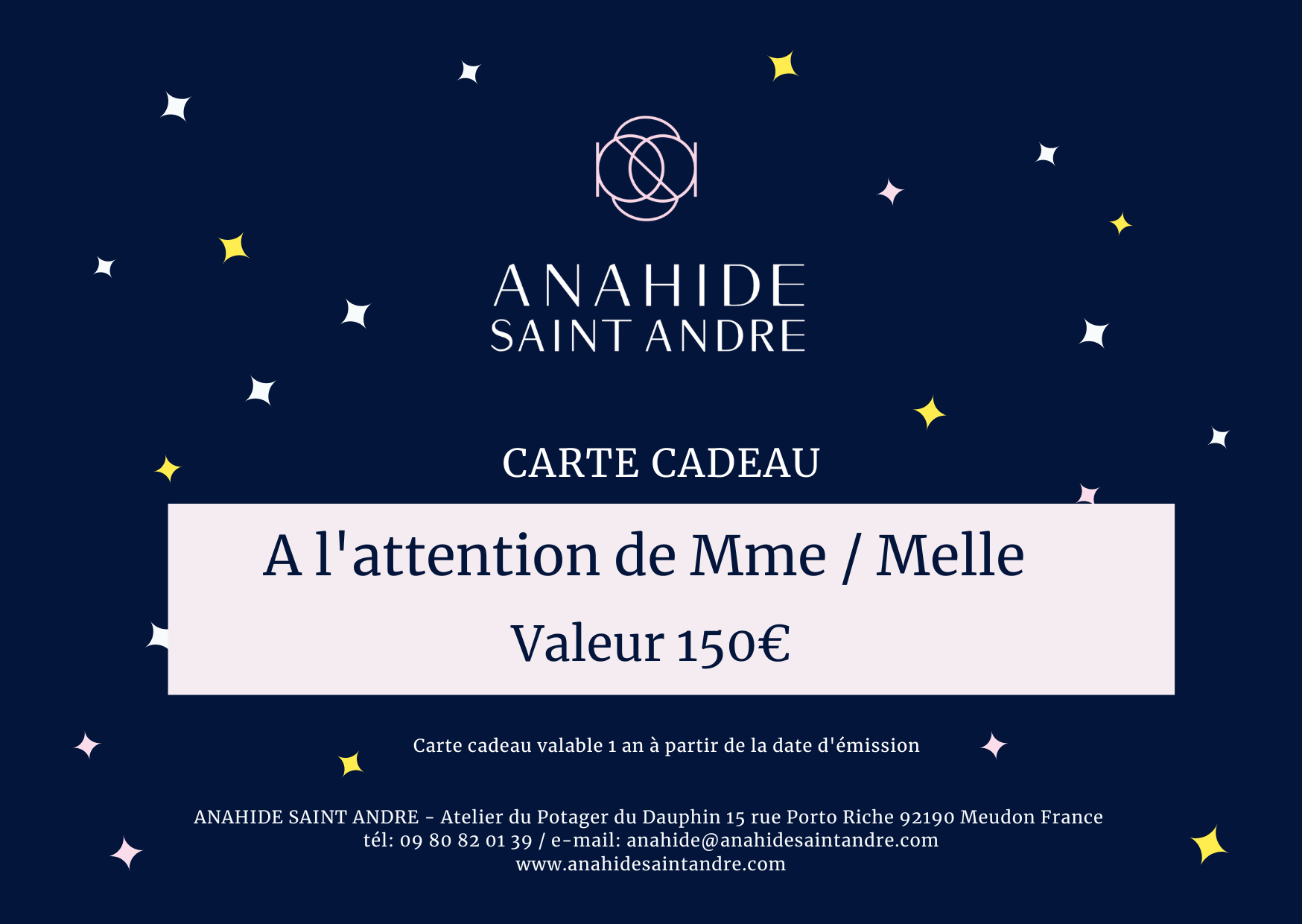 Anahide Saint André carte cadeau mode femme 30-500