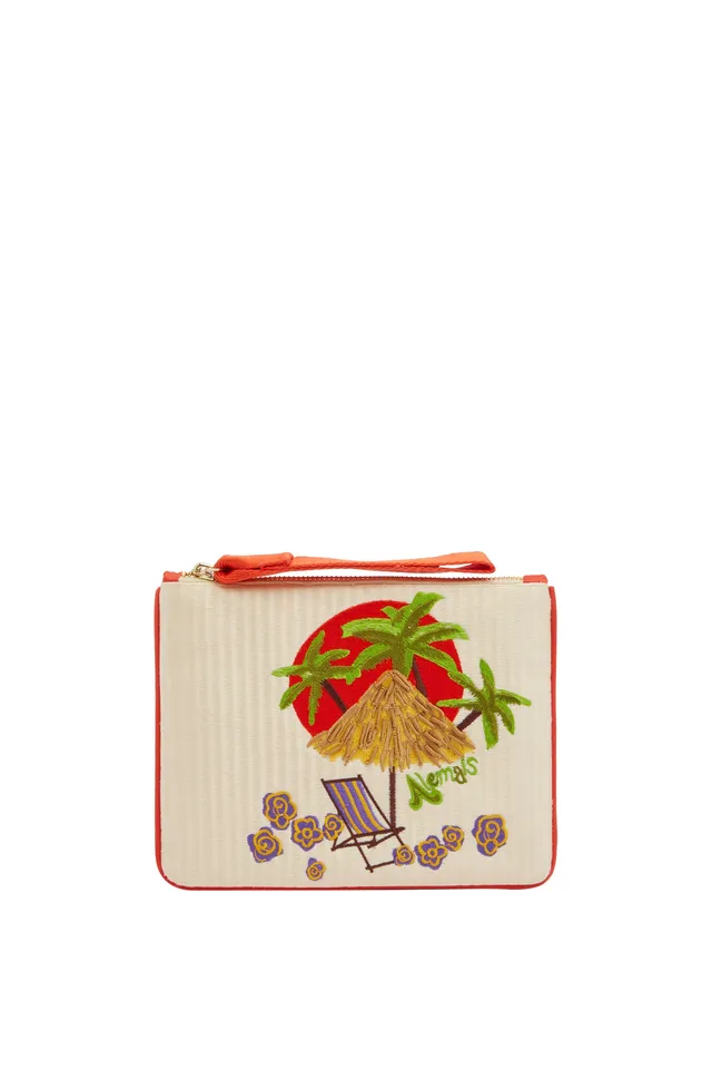 Alemaïs Island Cove pochette clutch brodée motif île
