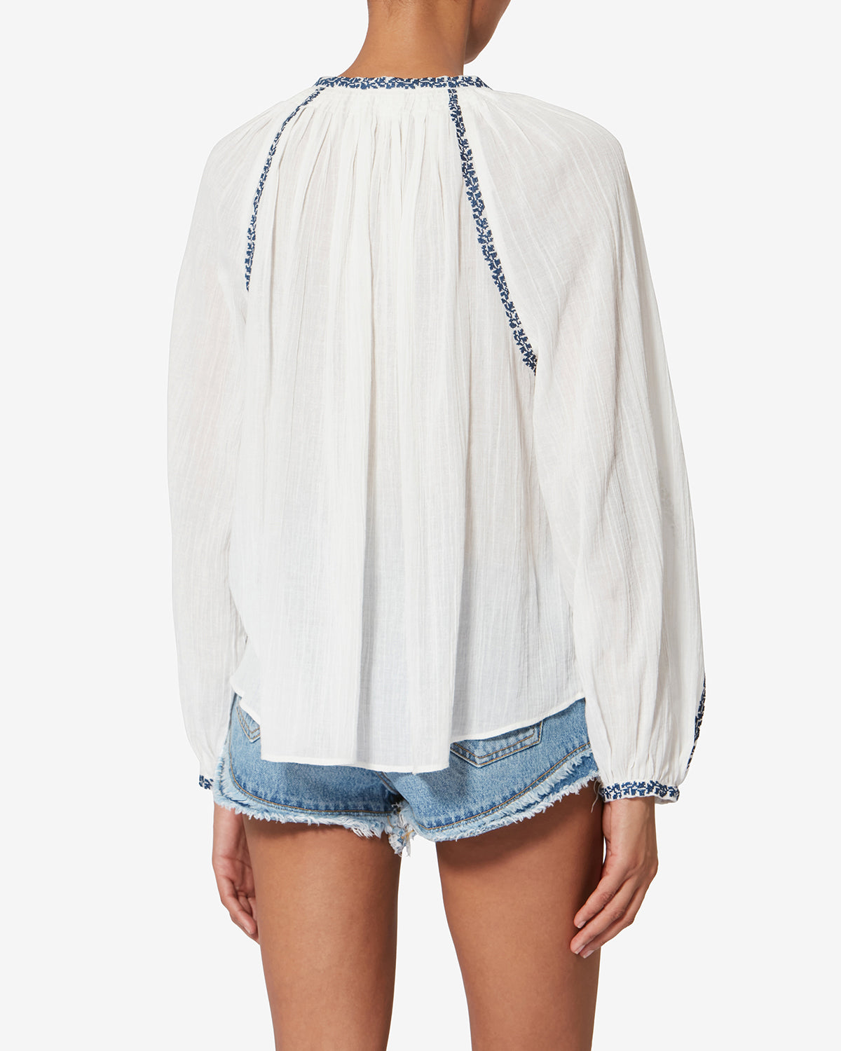 Isabel Marant Lena HT0841FA Blouse écru bleu gaze coton