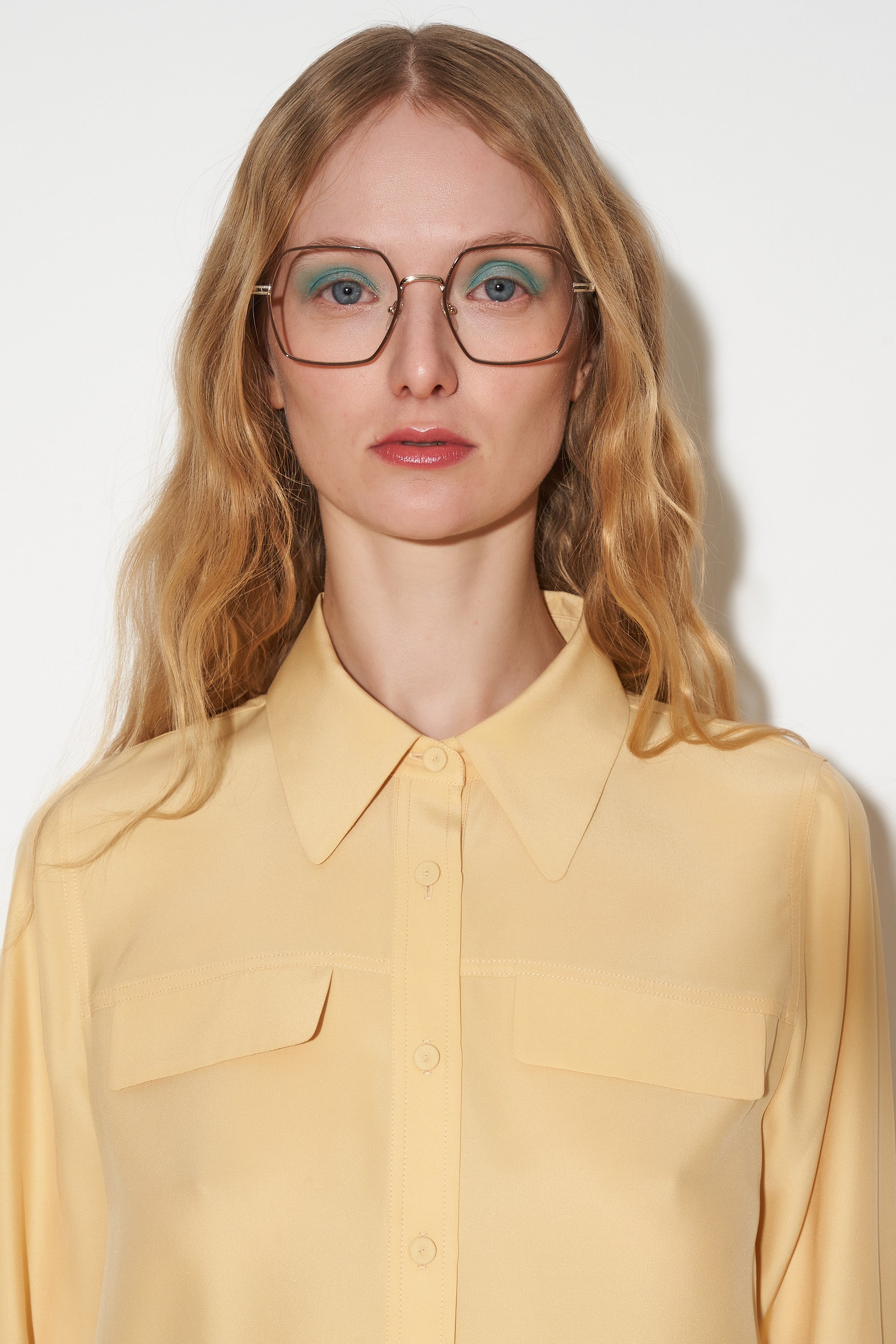 Paul & Joe Daniella chemisier soie jaune col chemise droit