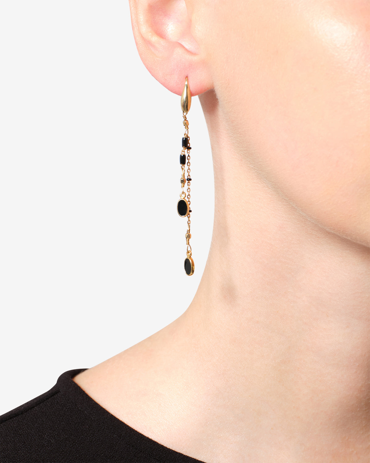 Isabel Marant Bijoux Casablanca boucles d'oreilles noir laiton doré