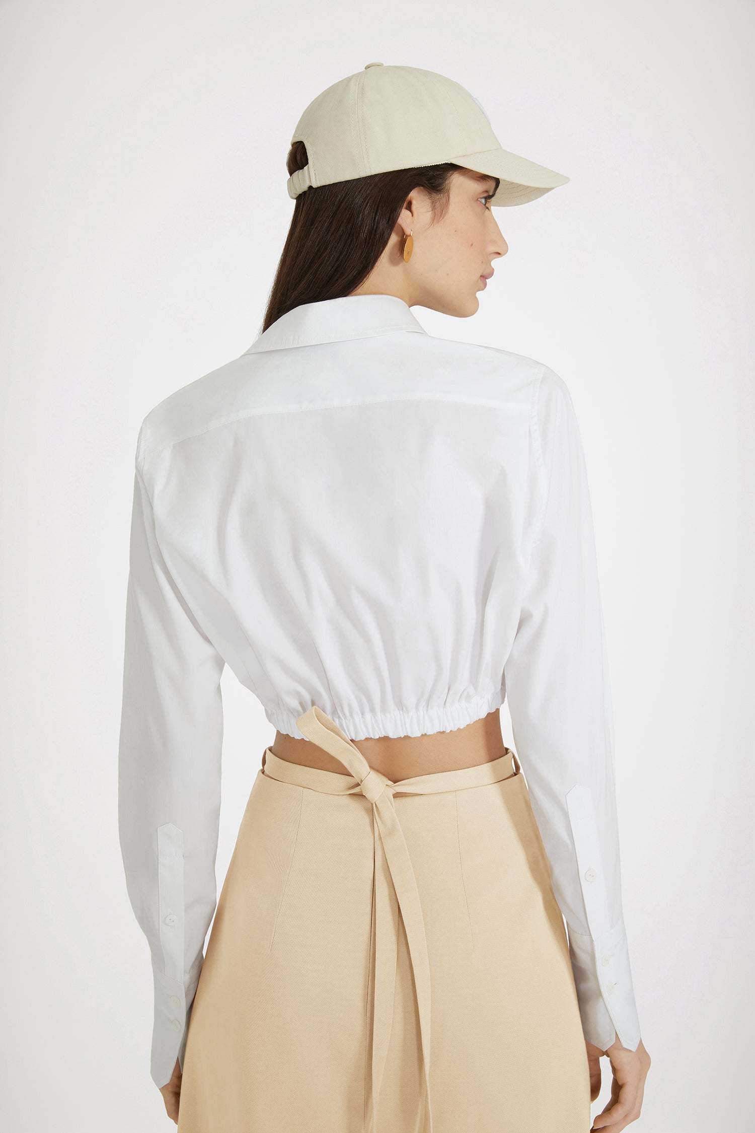 Patou BL029 chemisier crop coton blanc nœud