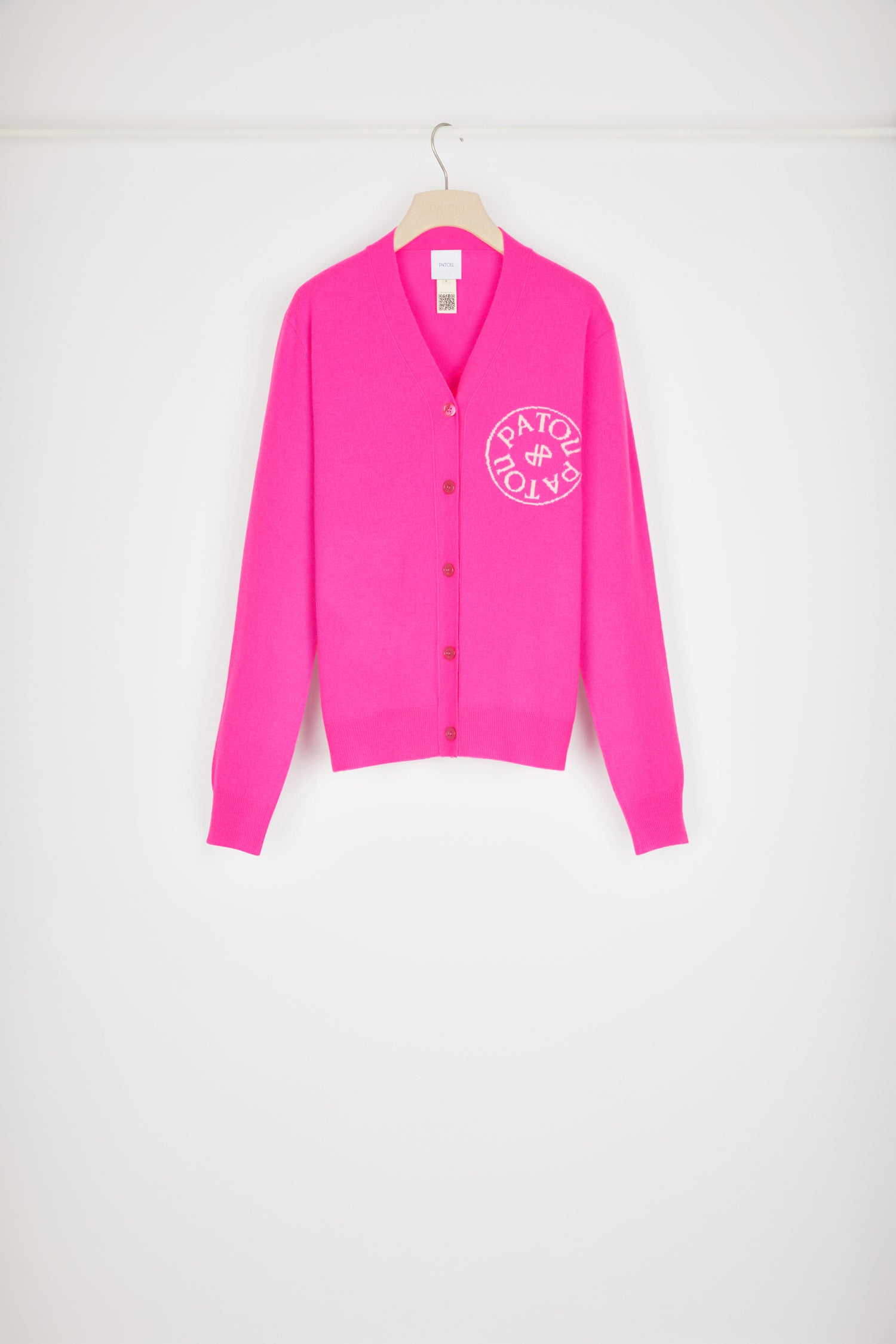Patou Stamp cardigan laine cachemire rose Begonia Pink
