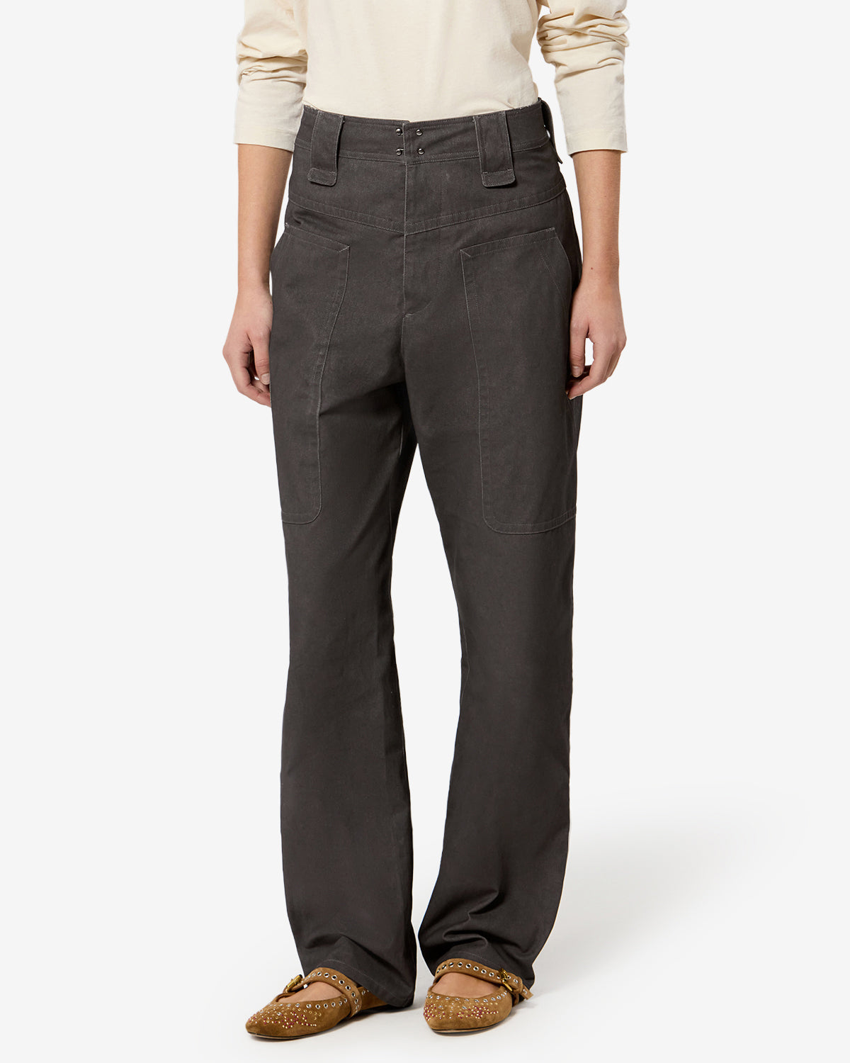 Isabel Marant Rhil pantalon sergé coton café