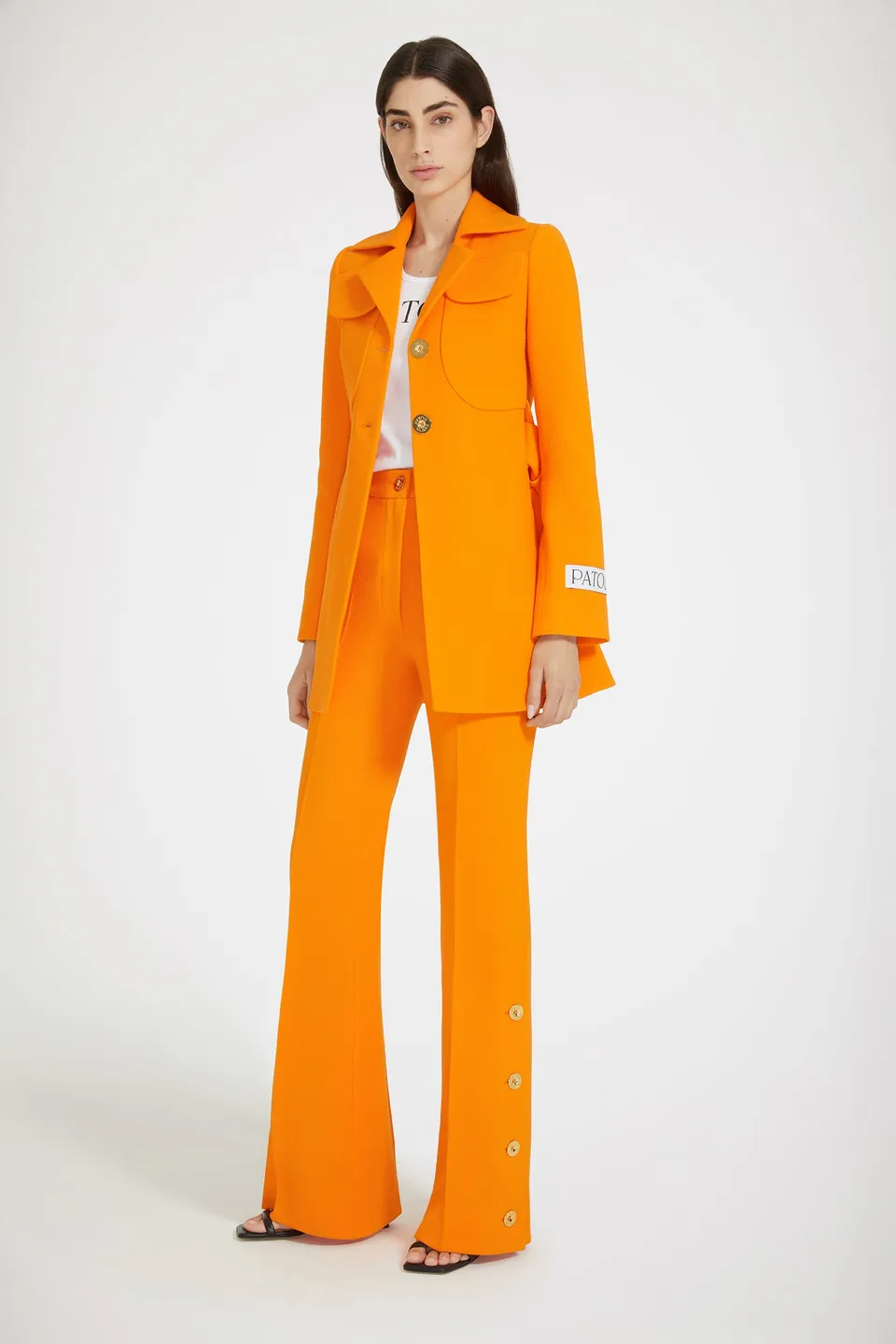 Patou TR038 pantalon flare laine orange Bright