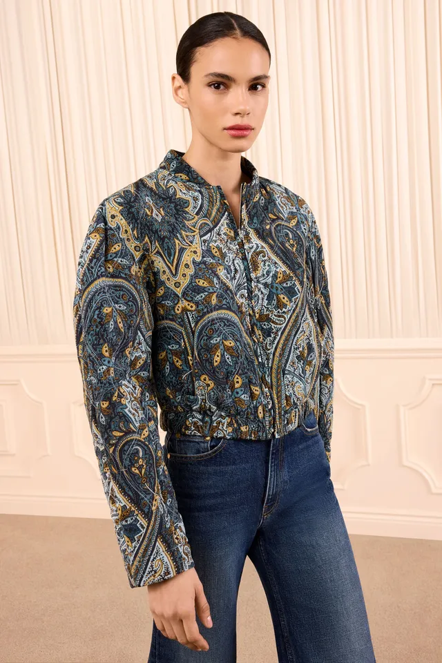 Ulla Johnson Yara FA260508 veste Prussian soie bomber
