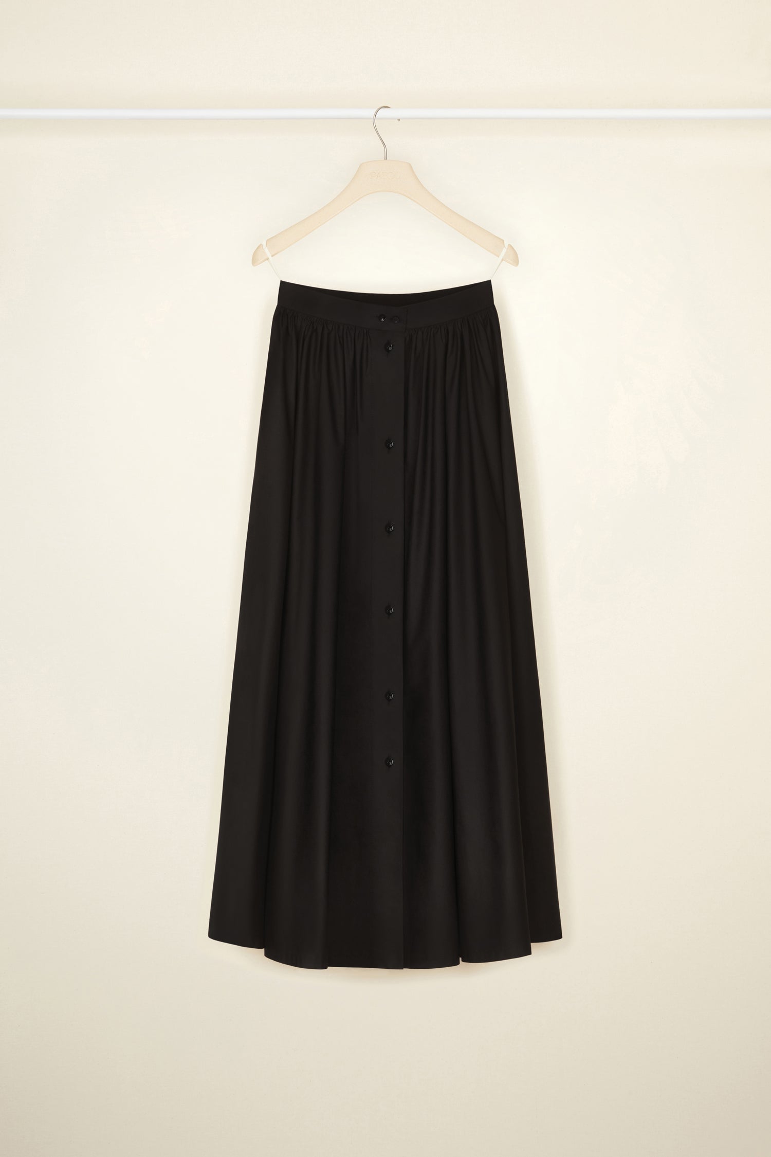 Patou SK027 jupe maxi coton bio Noire boutonnée