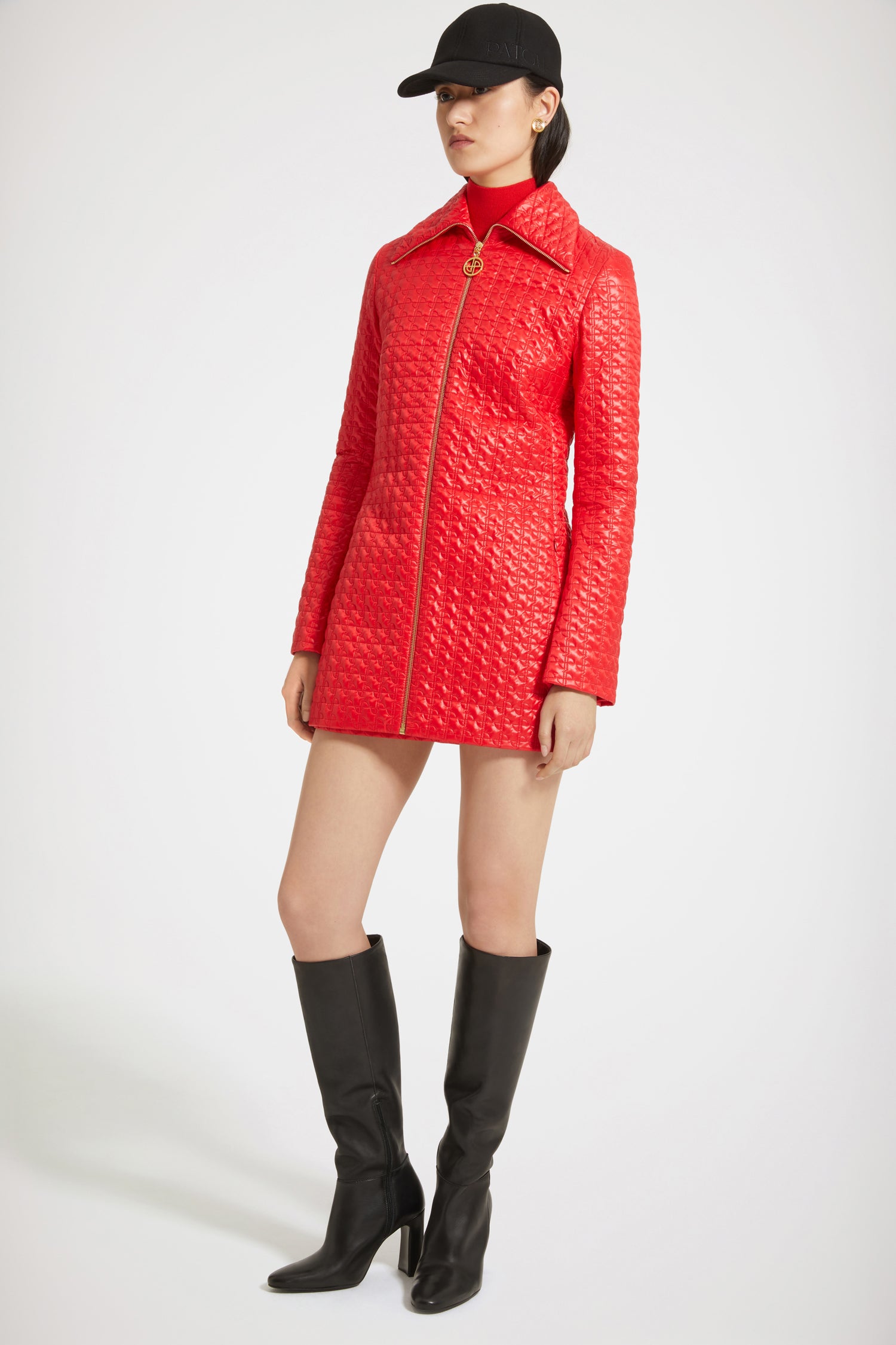 Patou H23JA0330123307R veste longue matelassée rouge