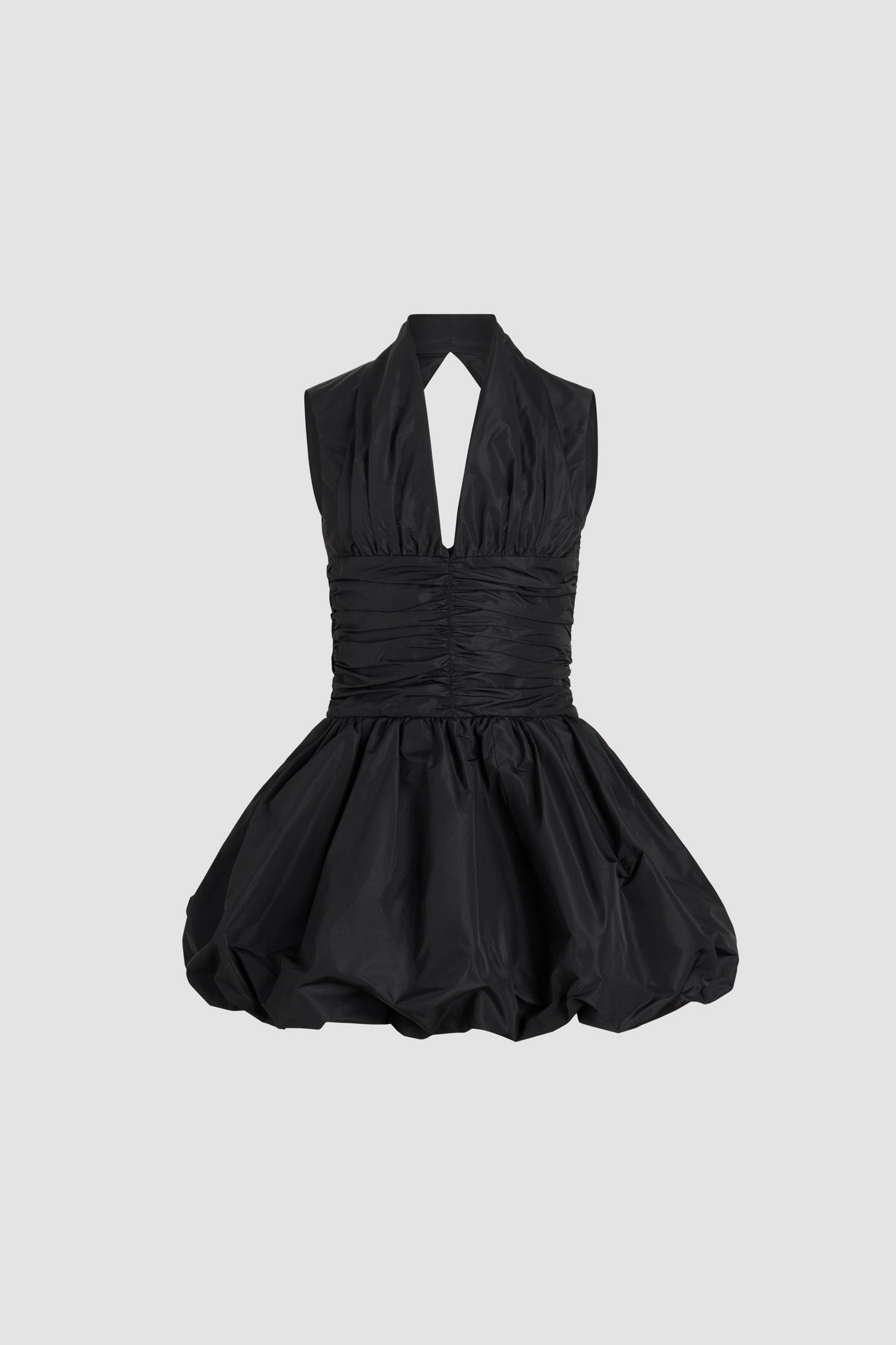 Patou Cérémonie mini robe faille recyclée noire dos nu