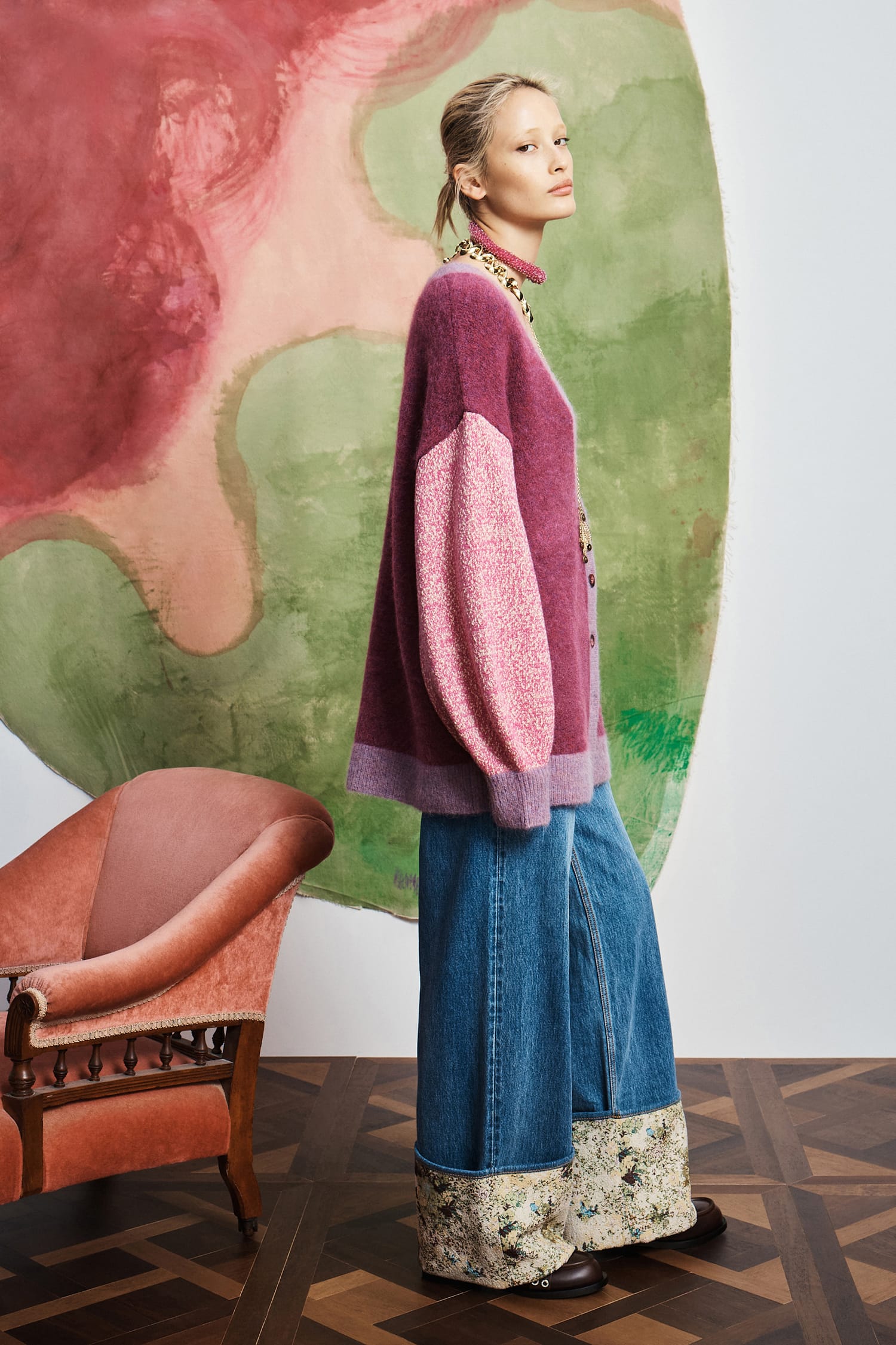 Alemäis Mlak cardigan maille mohair alpaga brodé