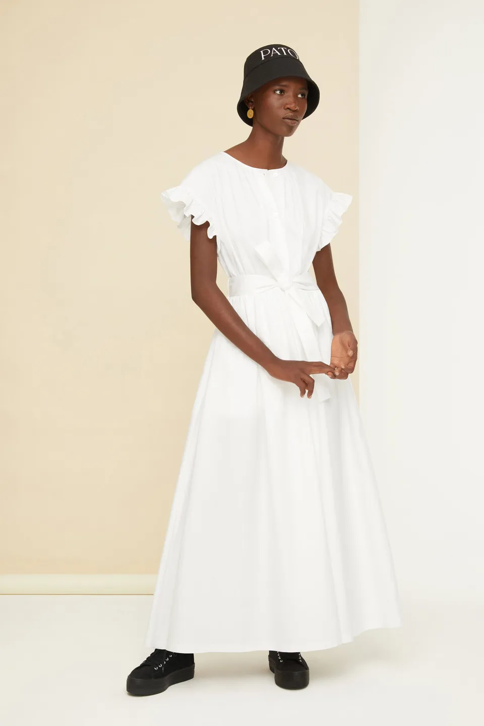 Patou DR087 robe maxi volants coton bio blanche