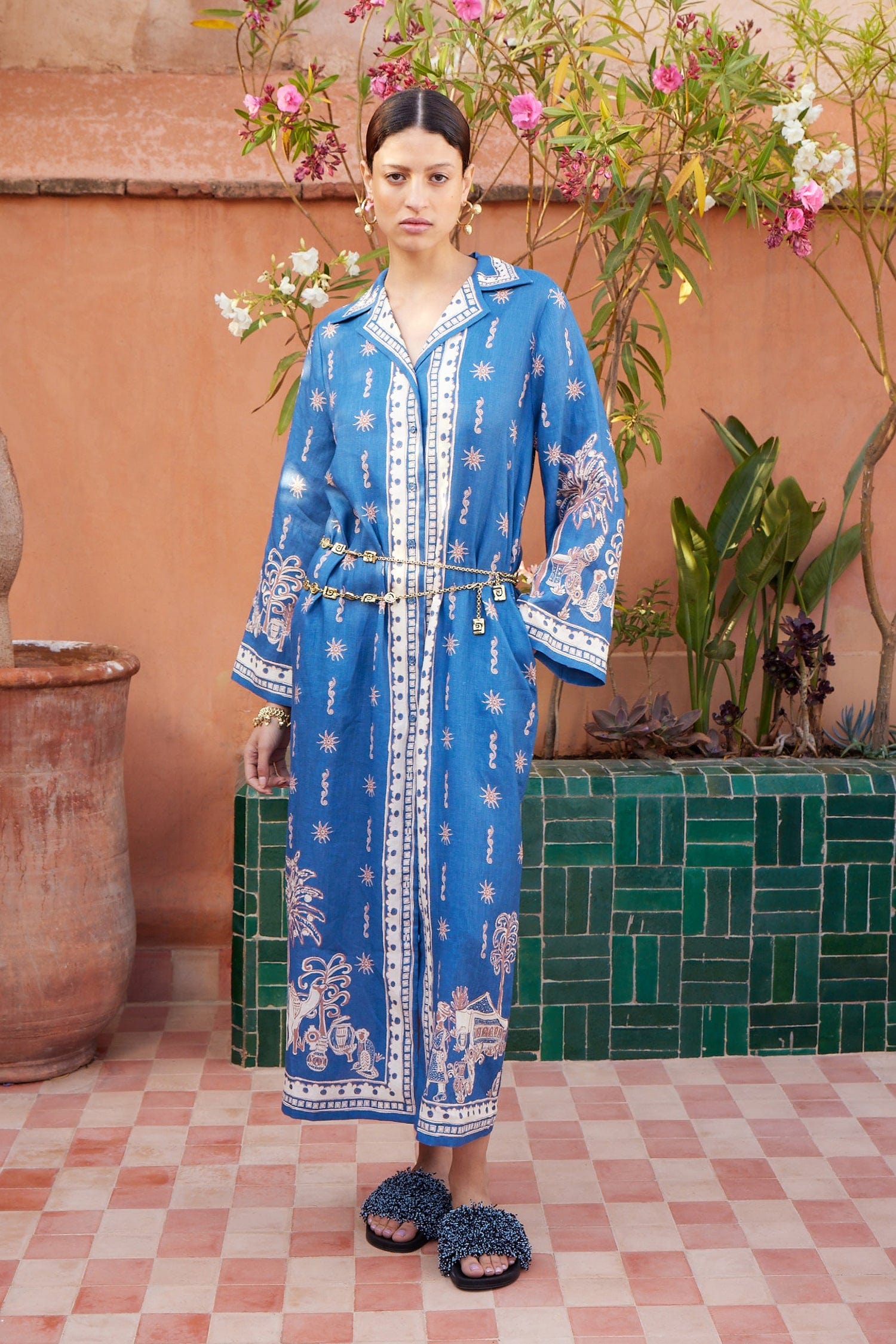 Alemaïs Acacia robe chemise midi lin ceinture