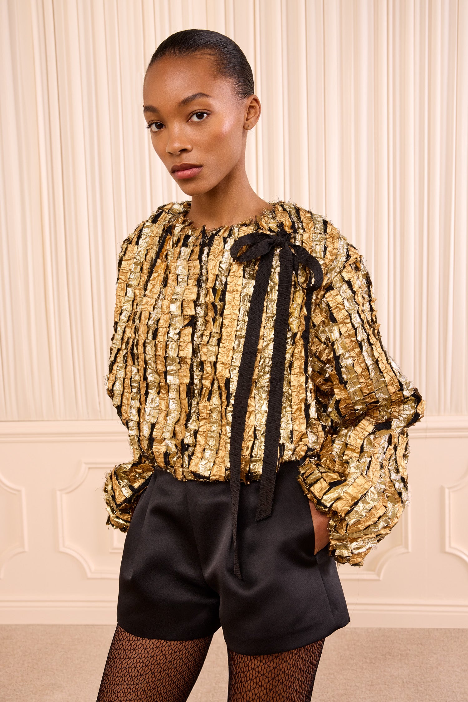 Ulla Johnson Eden veste lurex Gold damier oversize