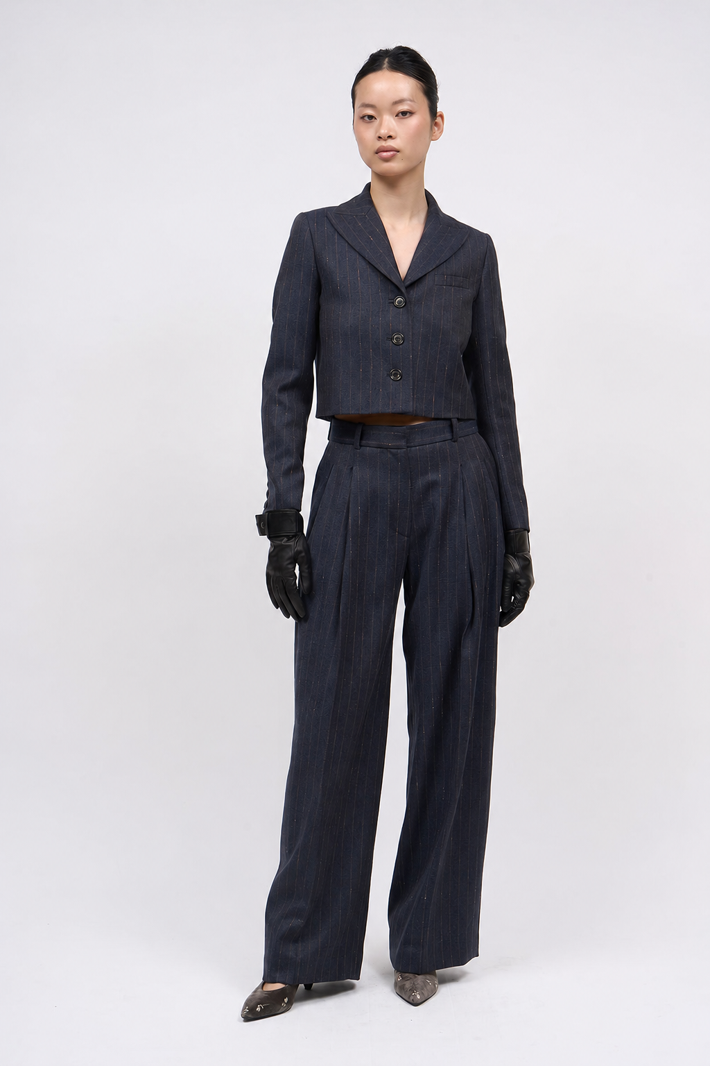 Paul & Joe Tibre veste courte twill laine rayé navy 100% laine
