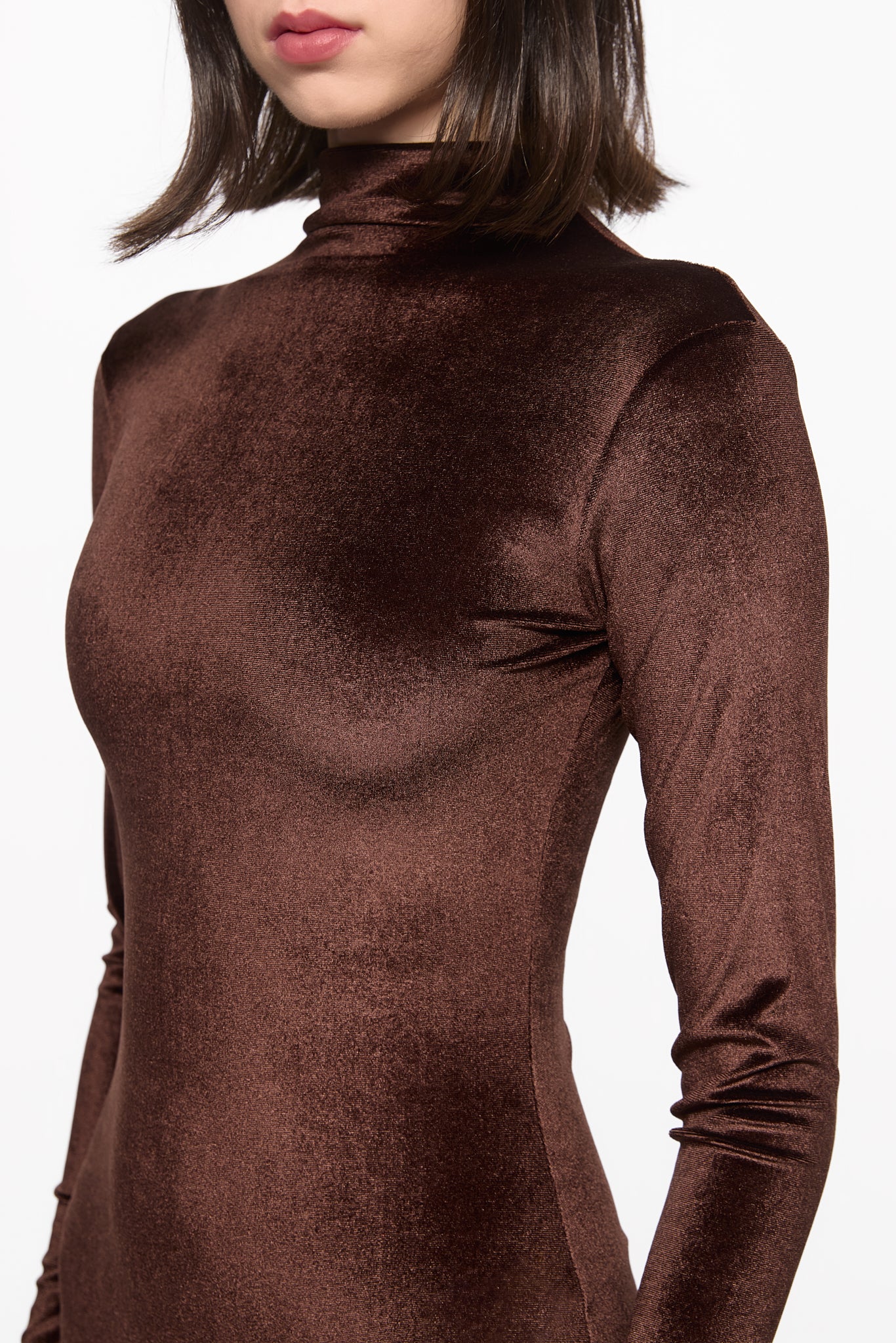 ATU Body Couture High neck robe maxi S velours marron