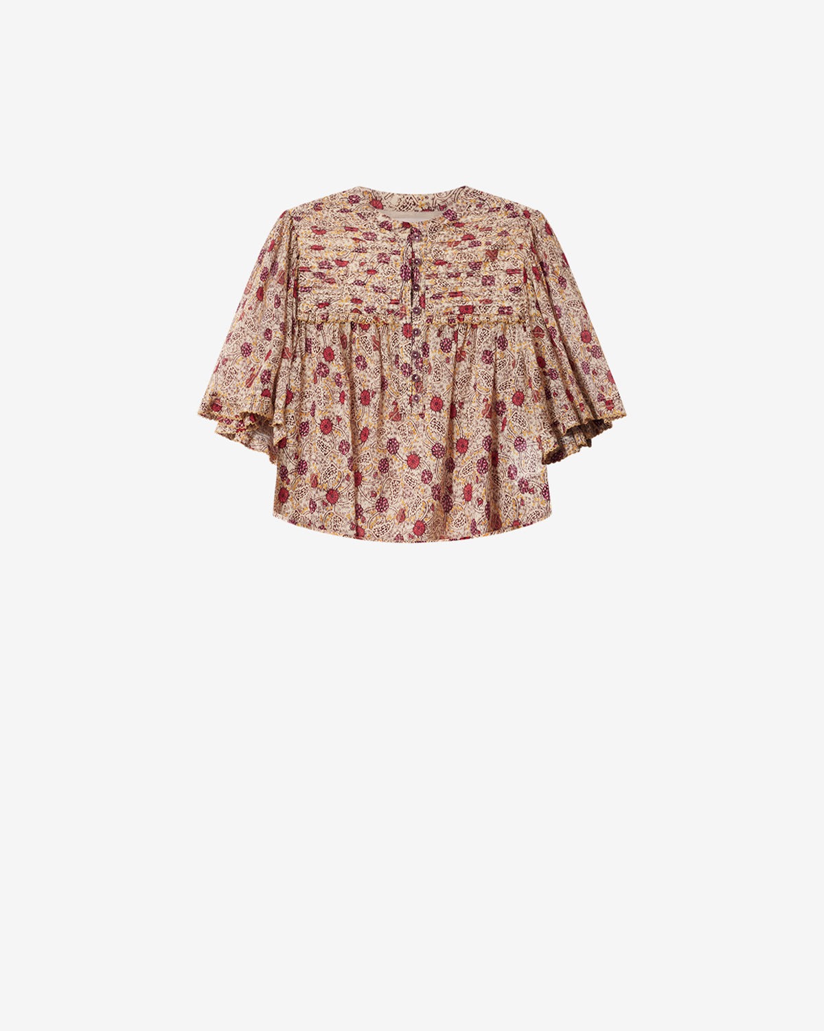 Isabel Marant Douna HT0945FA blouse coton écru-framboise