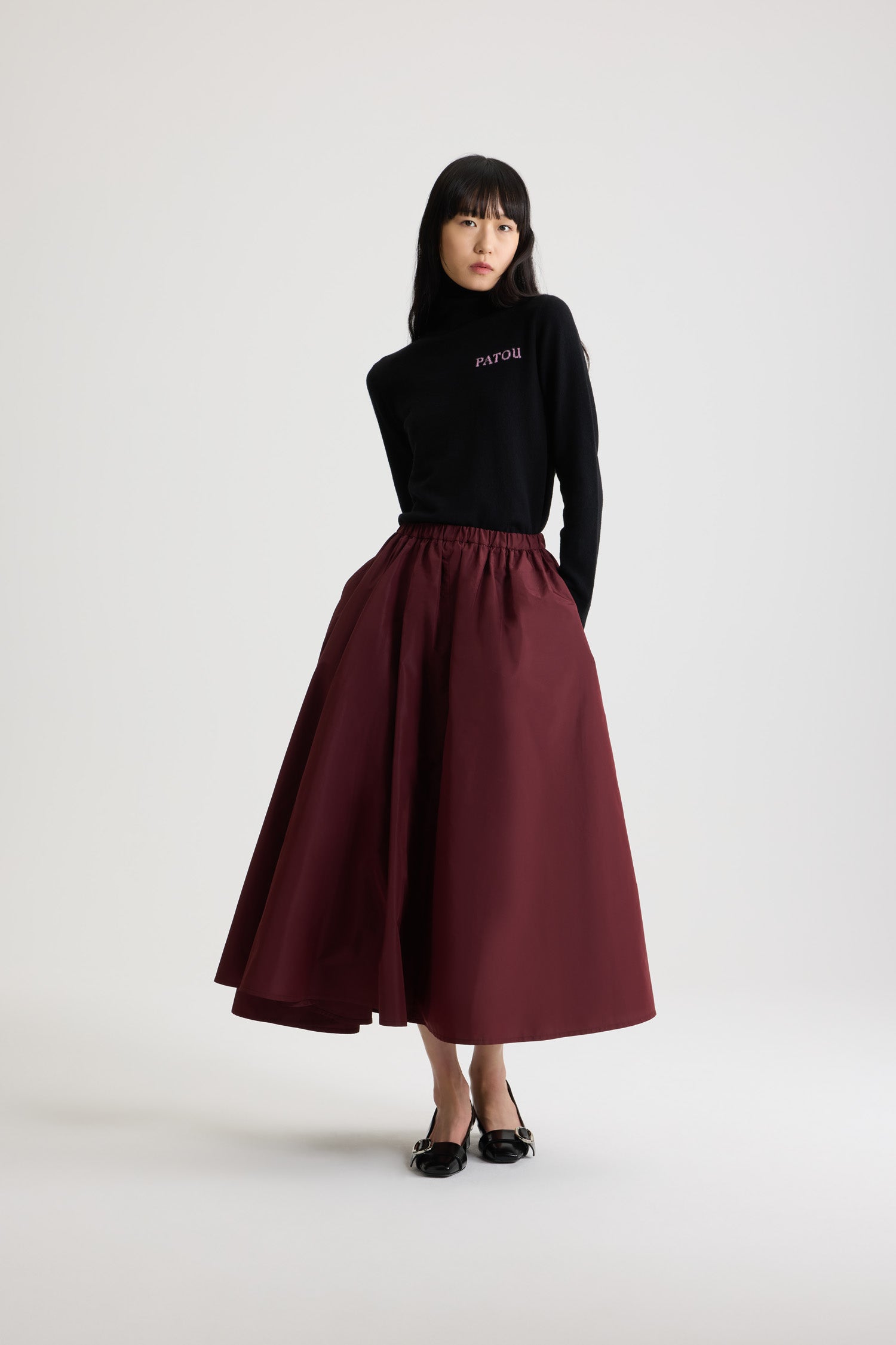 Patou H25SK1000011317R jupe midi faille rouge Vignola