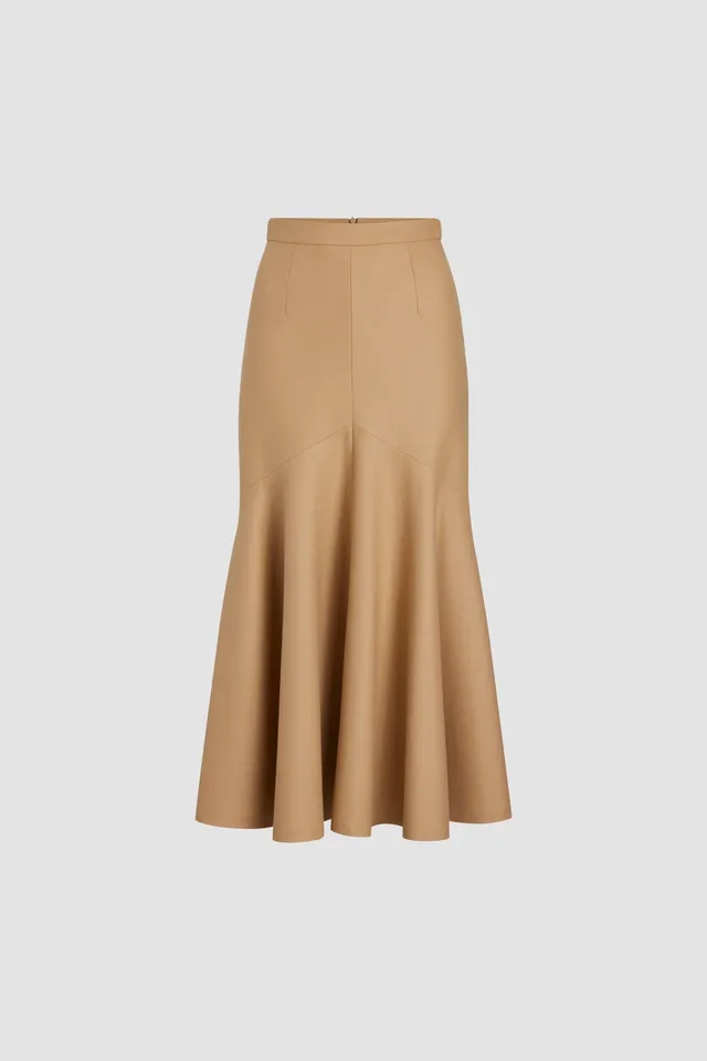 Patou SK069 jupe midi sirène gris sable laine