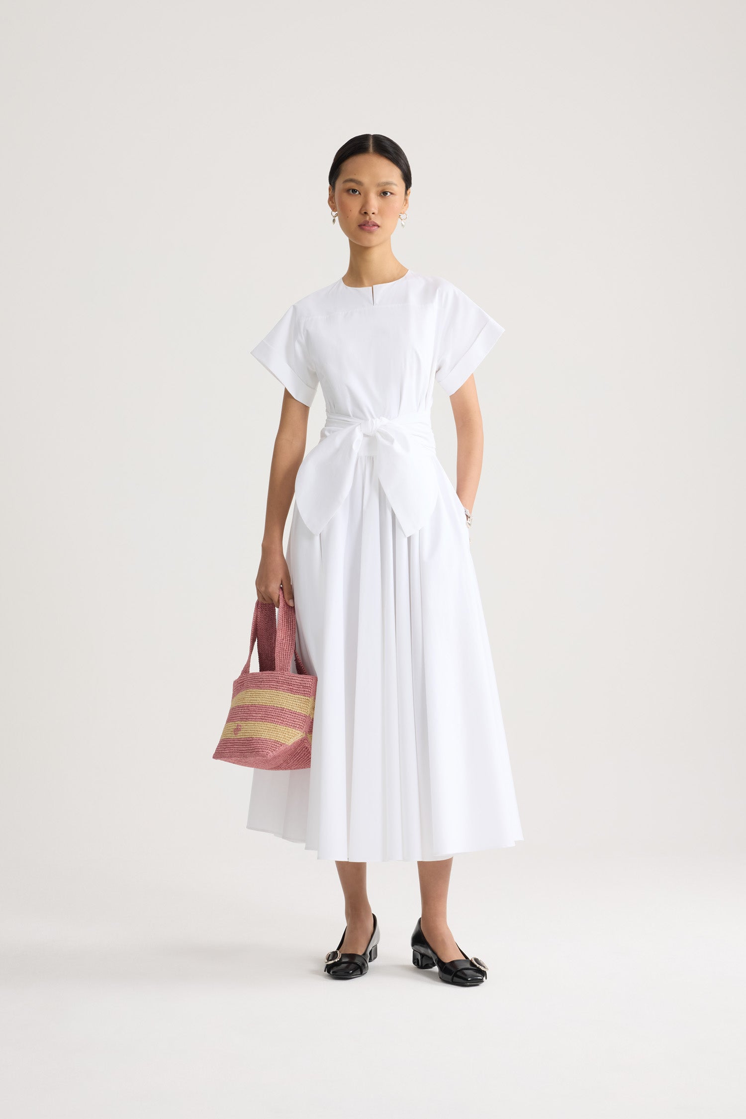 Patou DR241 robe midi blanche coton bio nouée
