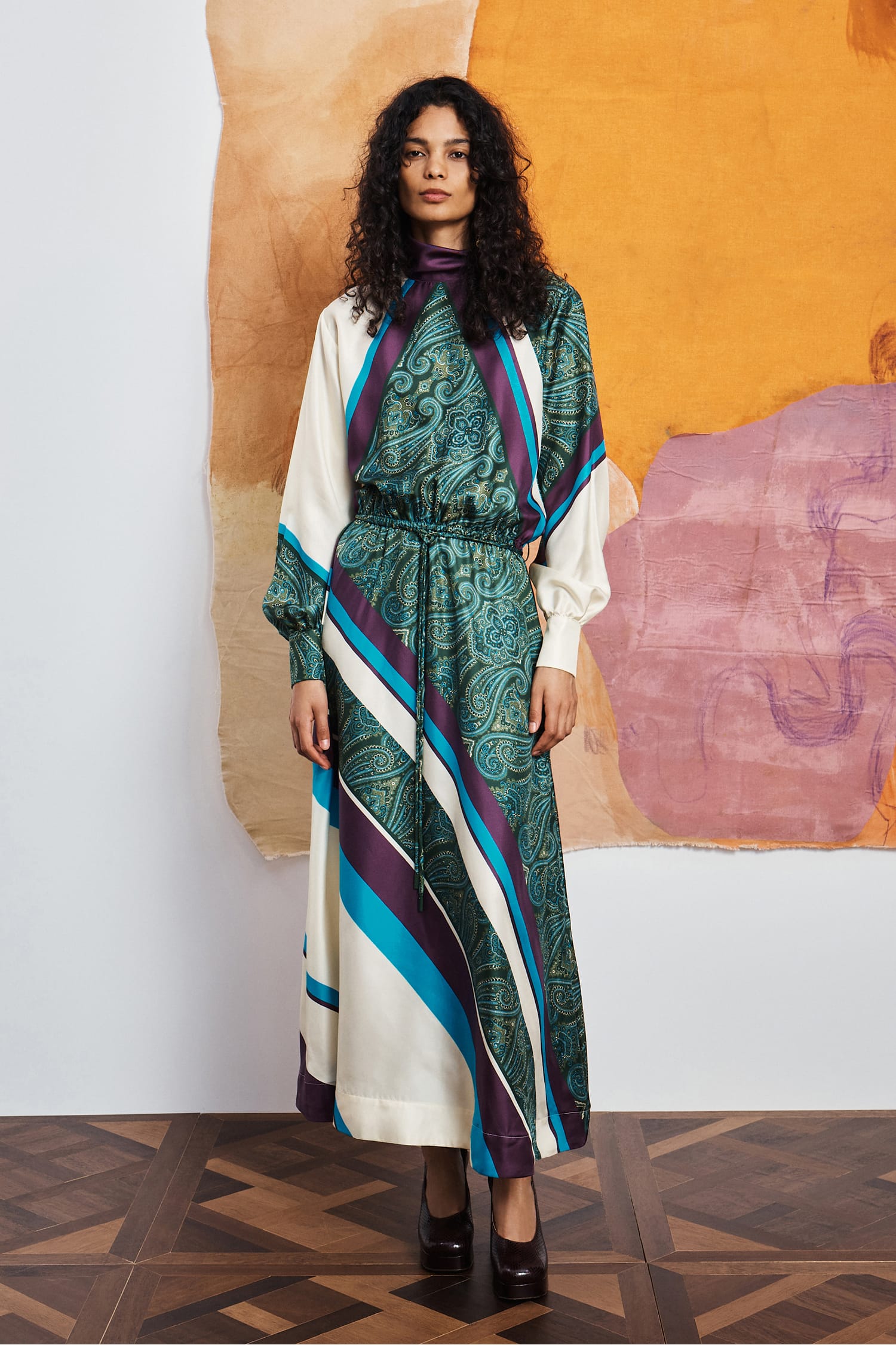 Alemaïs Joni Silk Midi Dress robe midi soie paisley