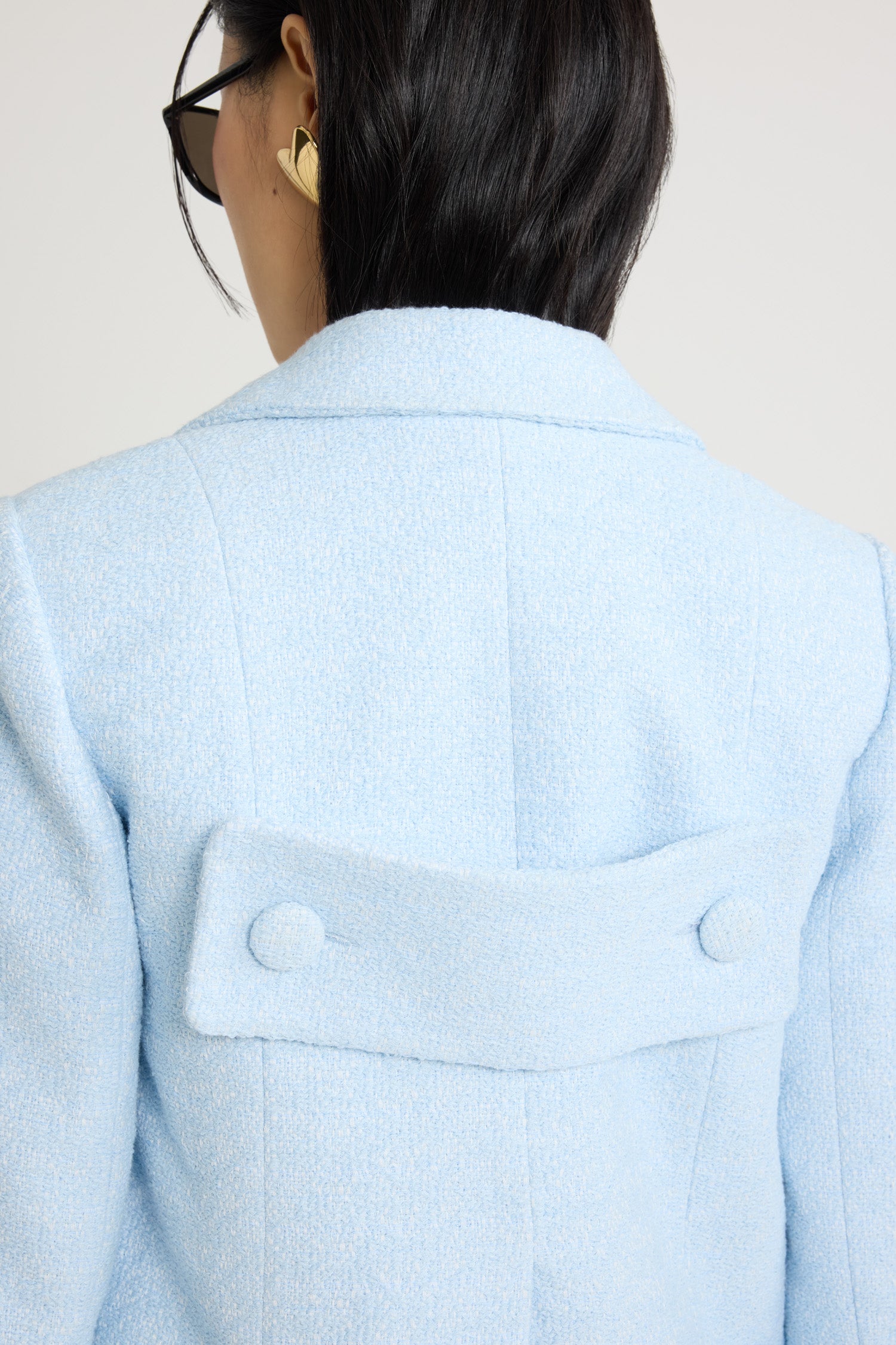 Patou JA046 veste tailleur tweed coton bio Skylight Blue