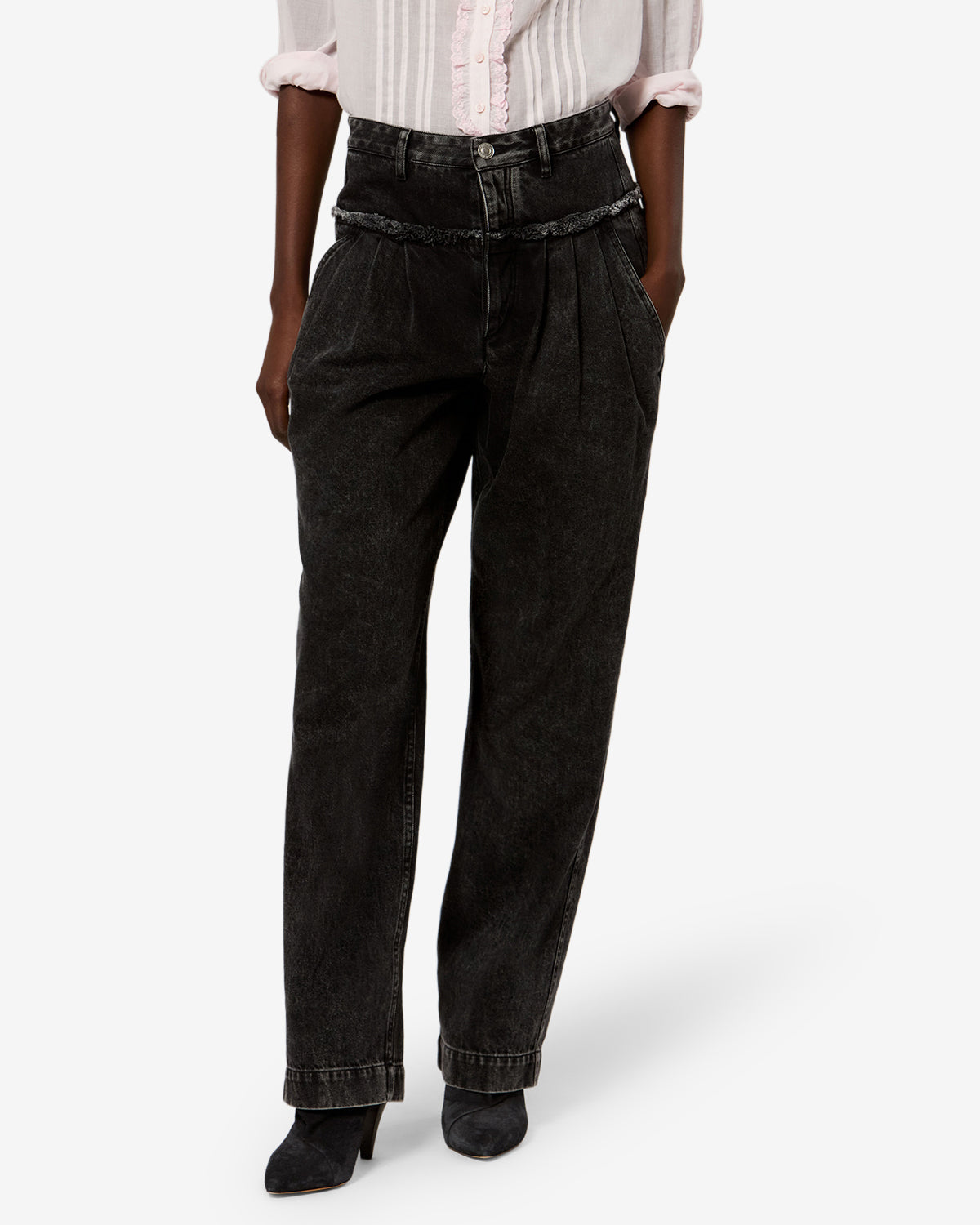 Isabel Marant Iniza jean large noir délavé coton