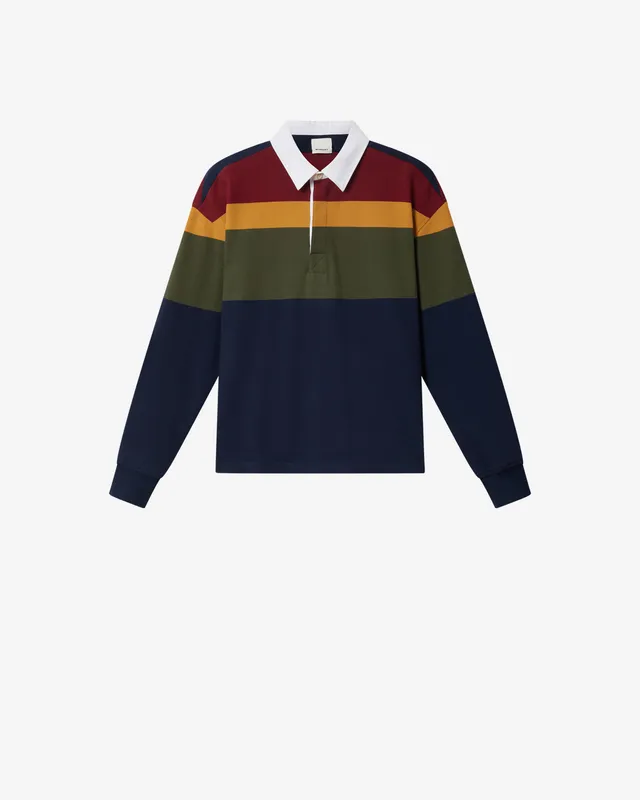 Isabel Marant Brandon polo bleu marine rayé coton