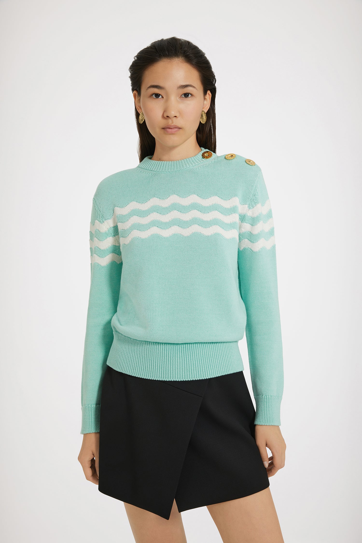 Patou Knitwear P24KN1558067702G pull vert coton merinos