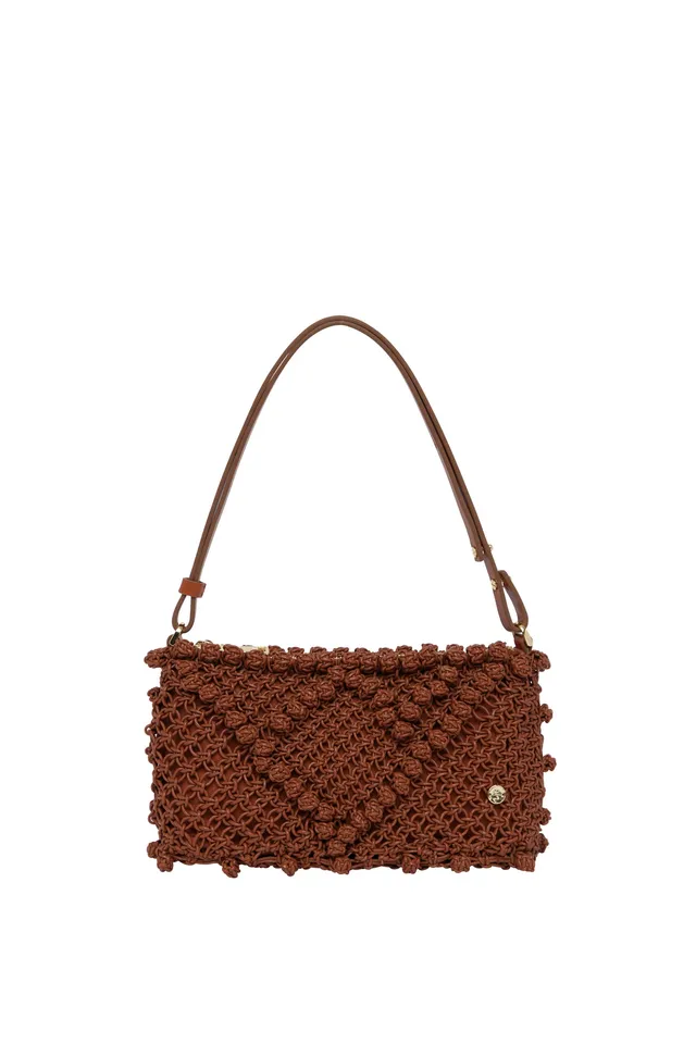 Alemäis Clutch pochette cuir macramé rouille taille unique