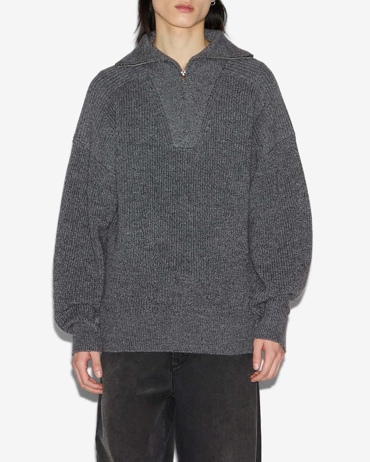Isabel Marant Benny PU0080HA pull gris foncé laine