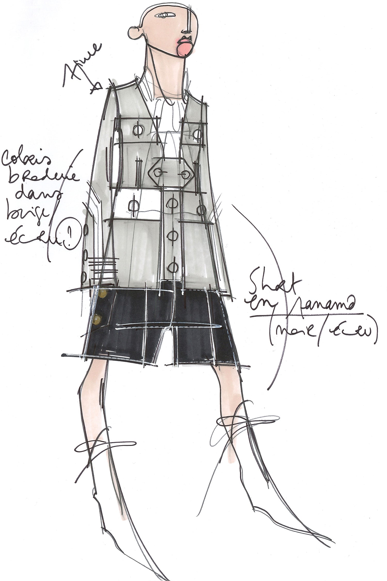 Patou JA005 veste safari cropped noire coton