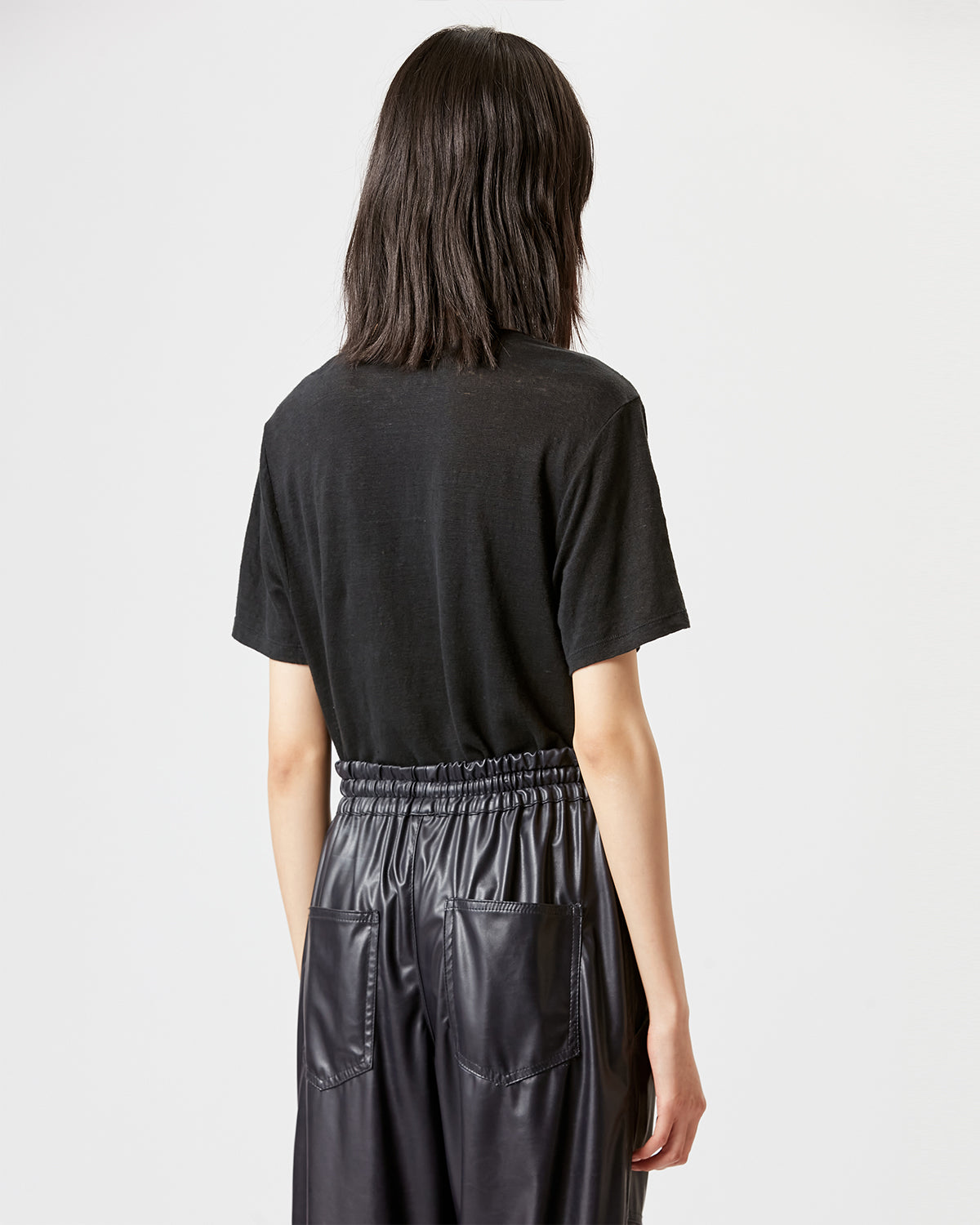 Isabel Marant Zewel TS0001FA T-shirt lin noir logo