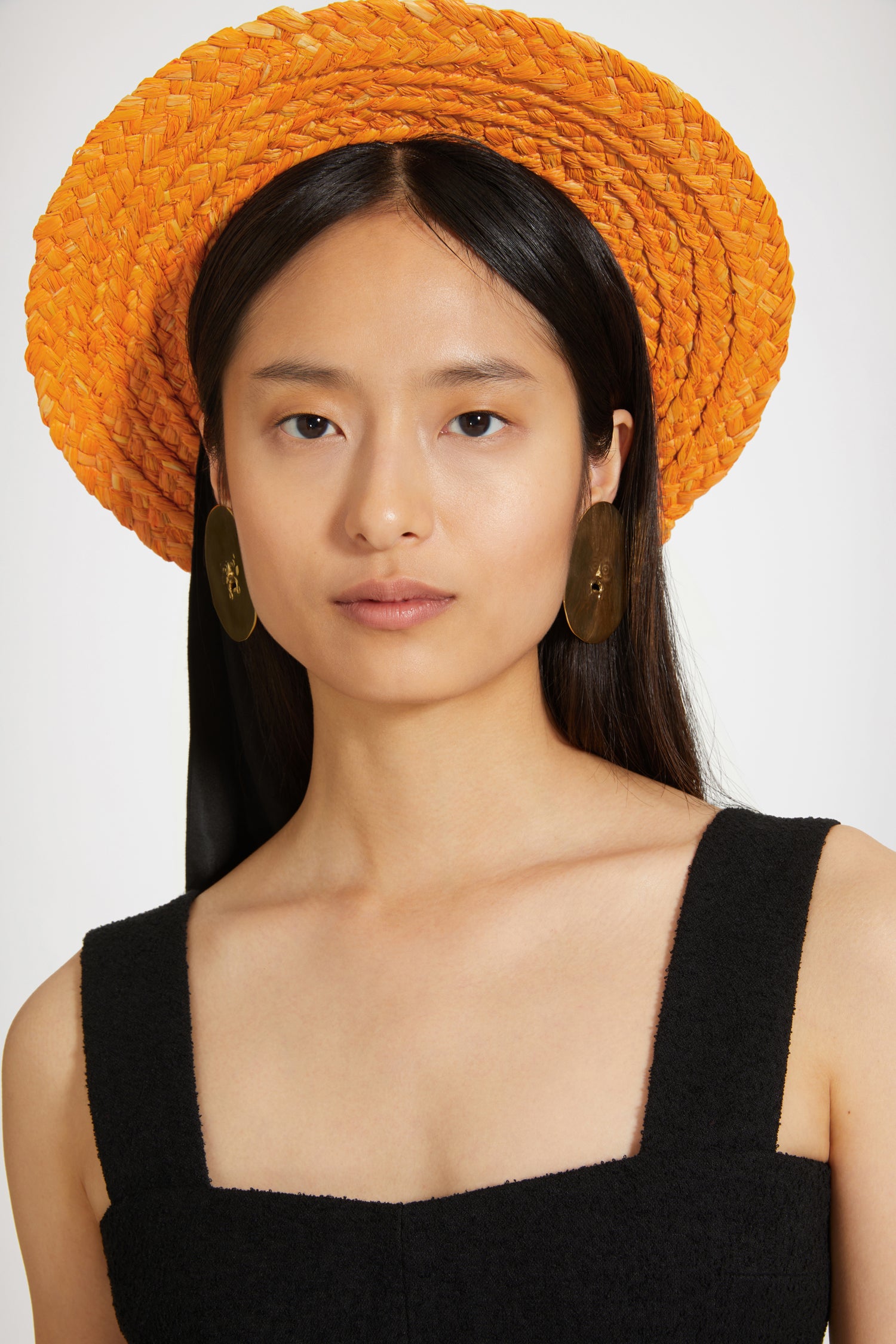 Patou P23AC042 canotier raphia Marigold orange