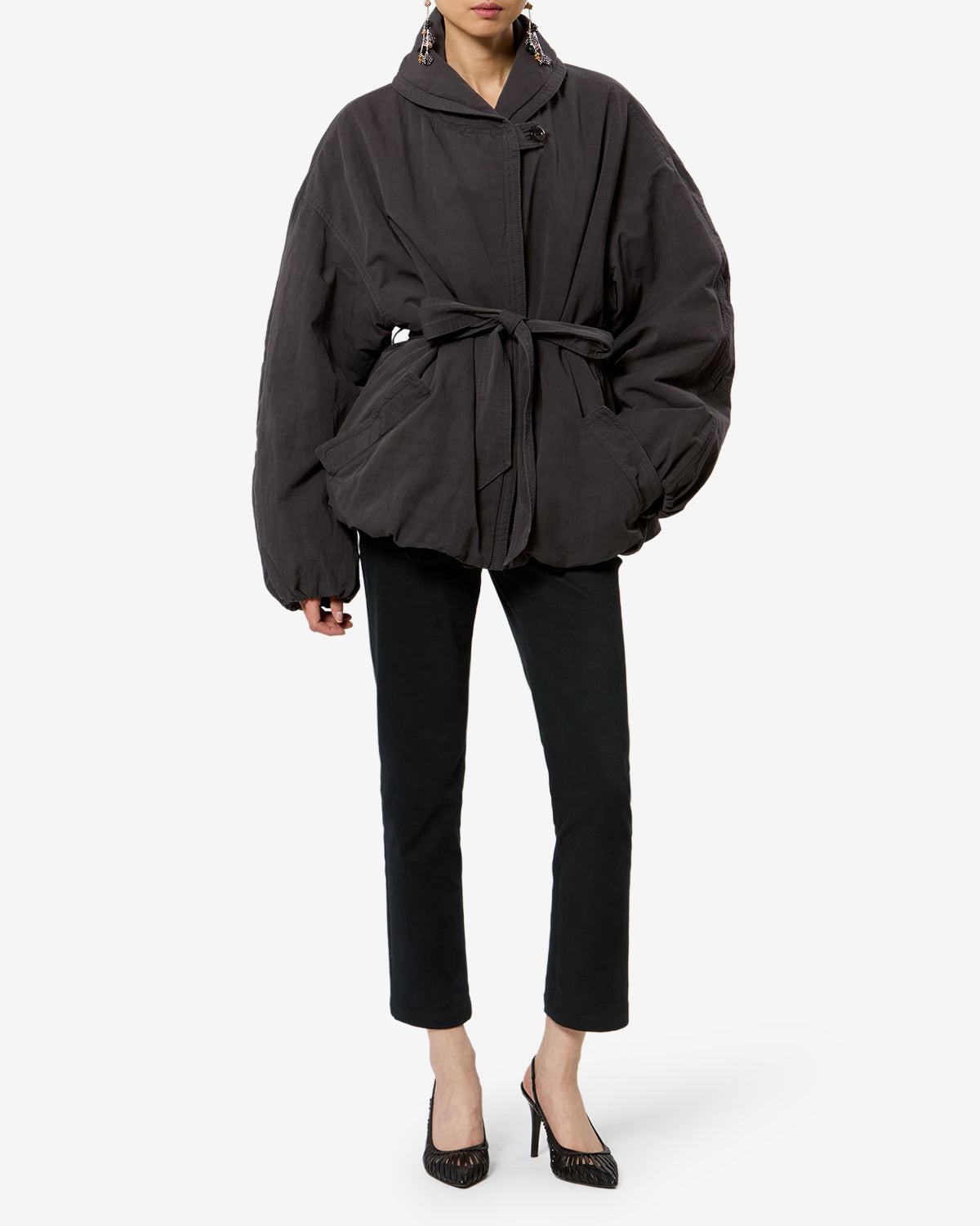 Isabel Marant Volinda manteau bleu nuit ceinturé