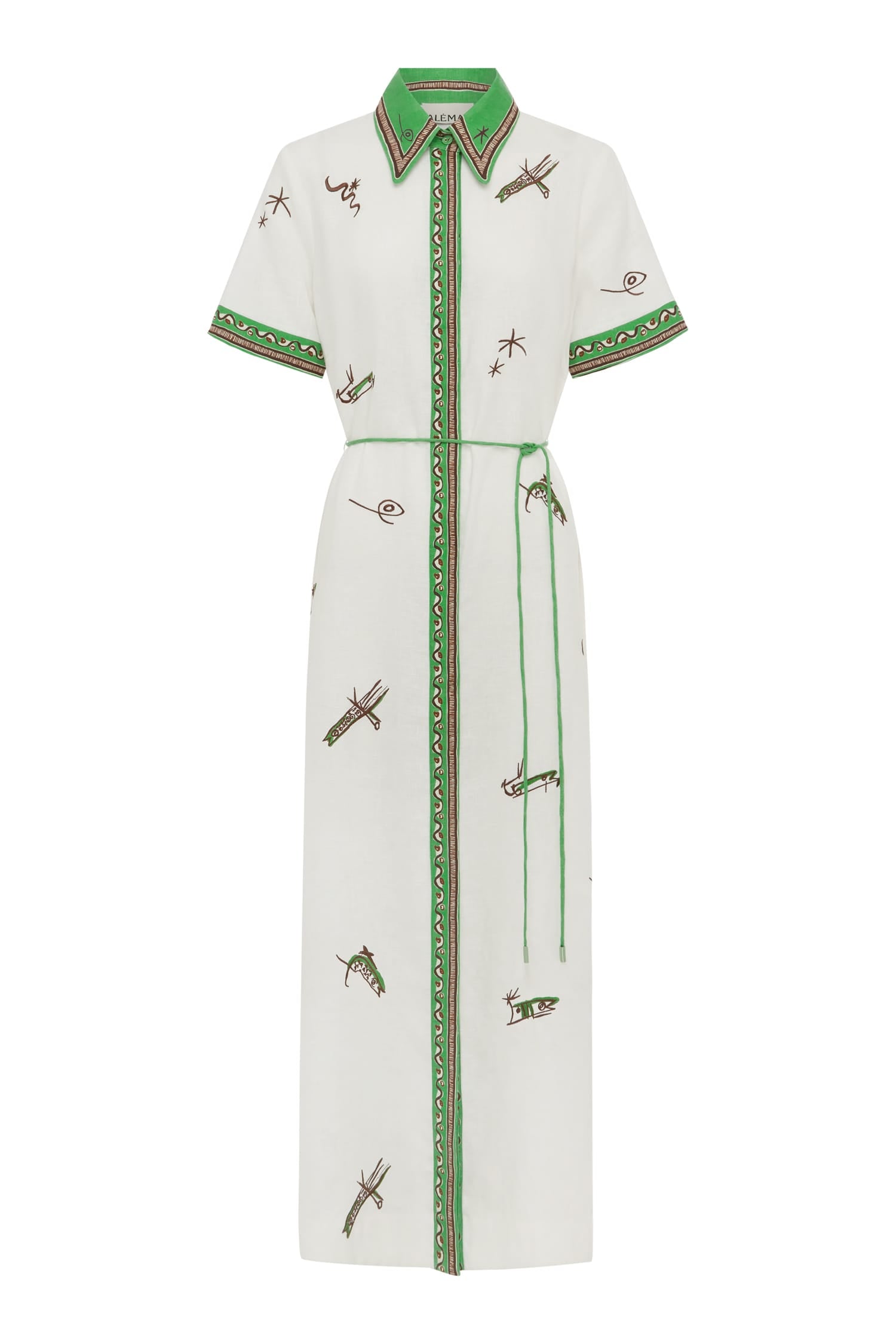 Alemaïs Wanda robe chemise brodée en lin européen
