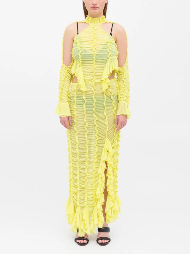 Ester Manas Signature Ruched Dress robe mimosa mesh