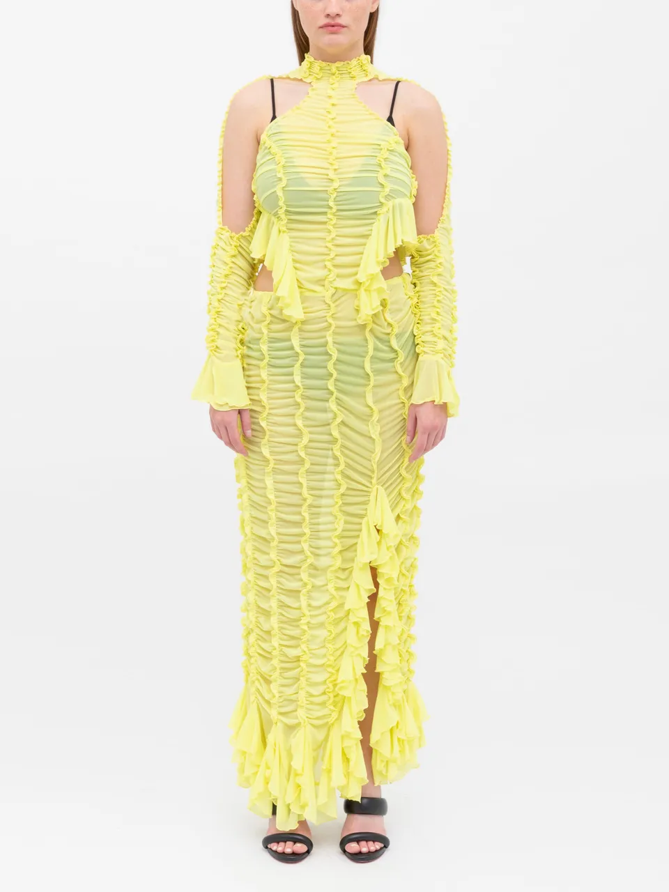 Ester Manas Signature Ruched Dress robe mimosa mesh